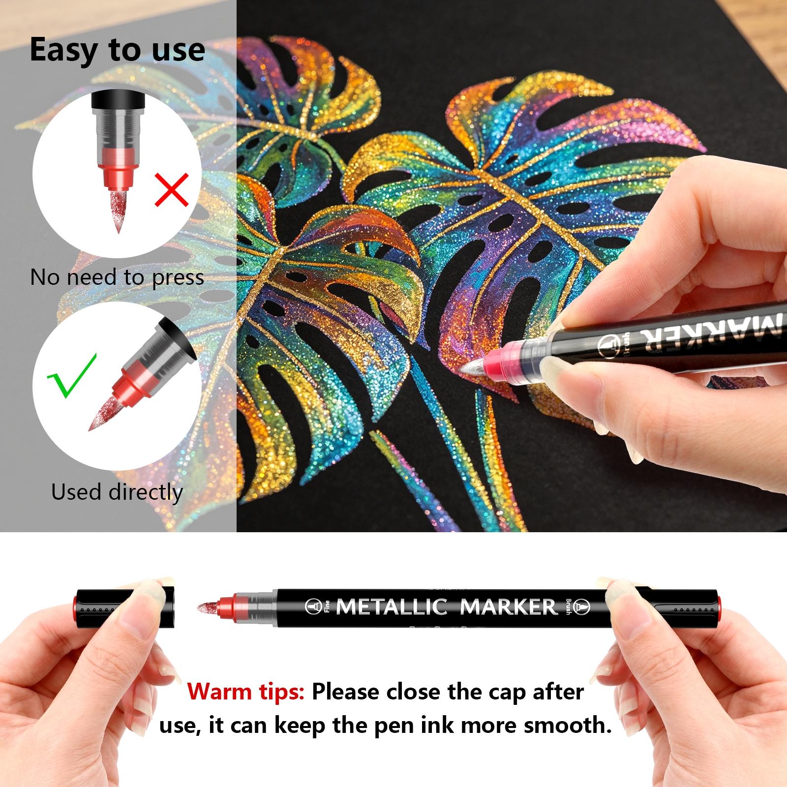 Metallic Color Markers 12/24/36/48 Colors, Non-Transparent Art Pens for Drawing, DIY Anime, School Supplies, New Condition