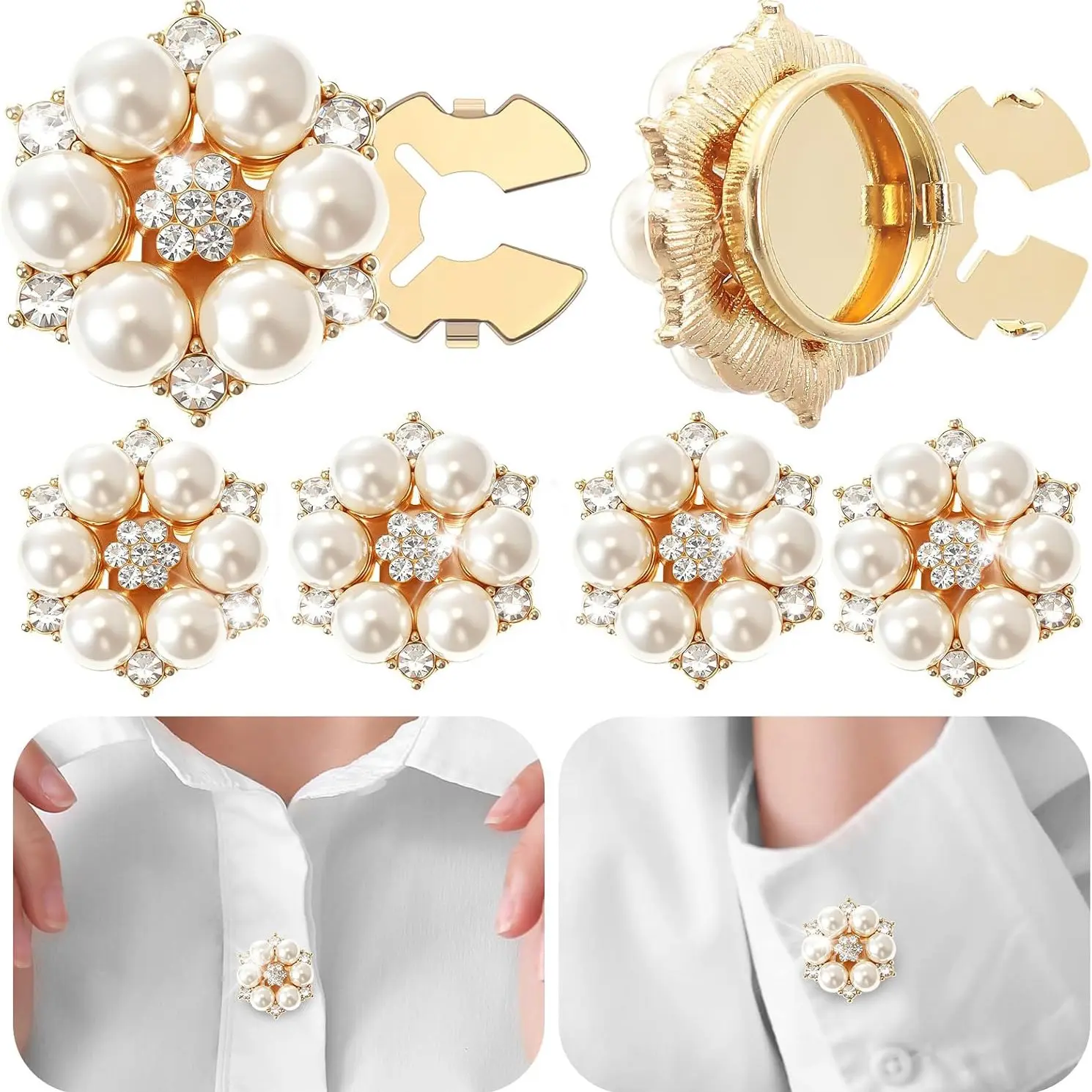 6 Pcs Rhinestone Flower Button Covers for Women, Colorful Sewing Buttons, Jewelry Clip, Crystal Button for Crafting DIY Clothing Dresses