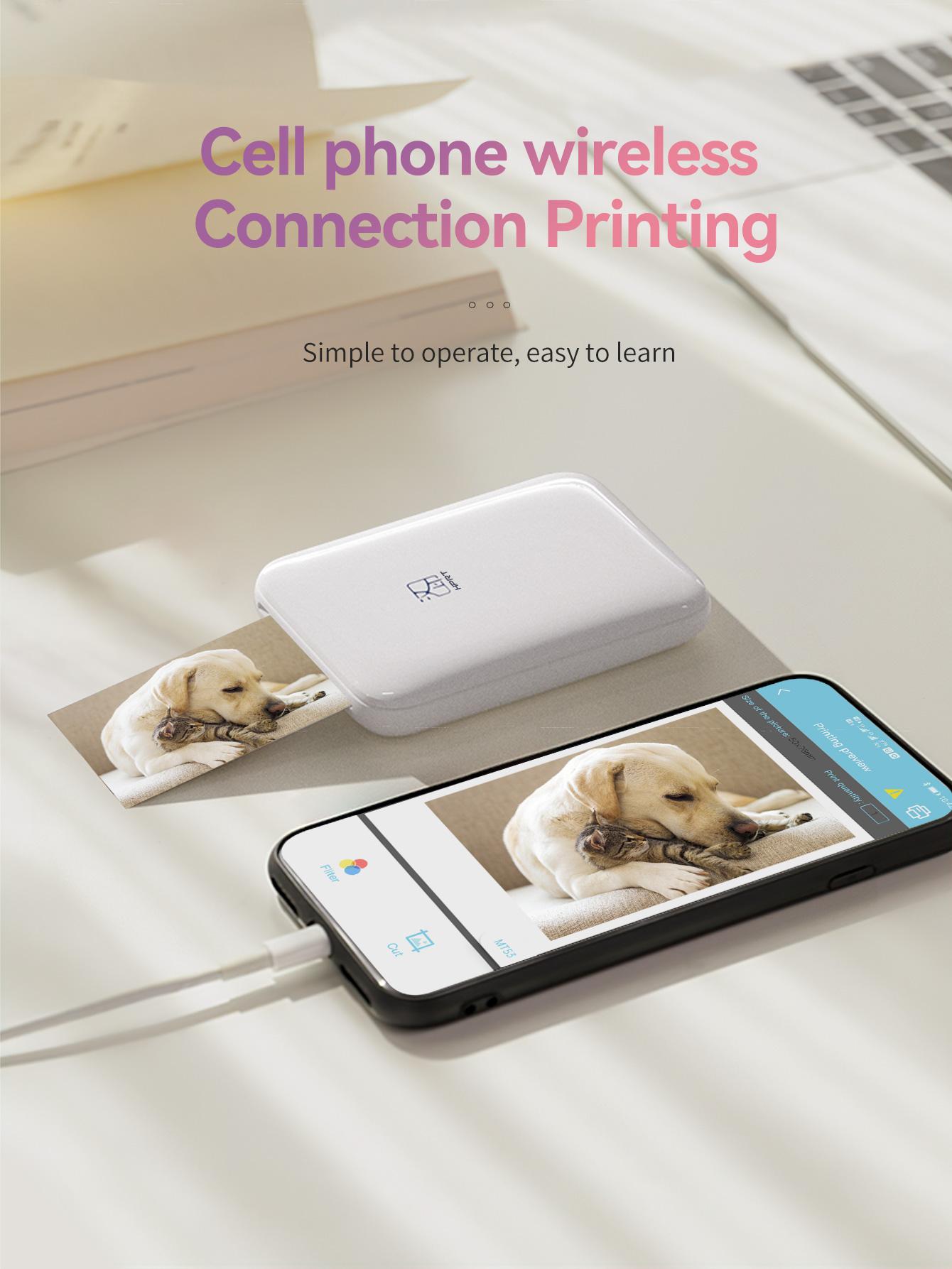 Hanin Mini Bluetooth Photo Printer MT53, portable, wireless, 2x3 inches, instant color photos, compatible with iPhone and Android, GiftedInLove Mothersday gift,SummerVibes