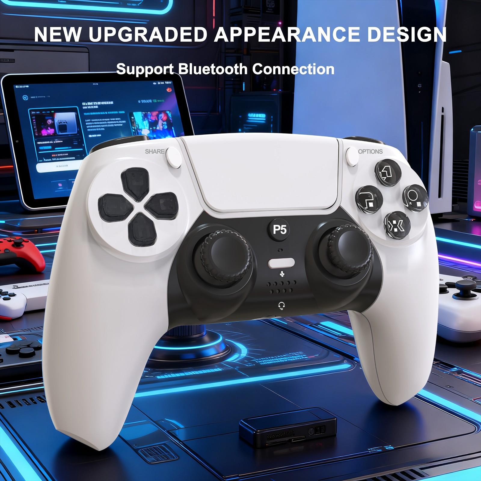GAMINJA Wireless Controller for P5, Dual Vibration, Six-Axis Gyroscope, Adjustable Mute Switch, 3.5mm Headphone Jack, Game Controller, Wireless Game Controllers