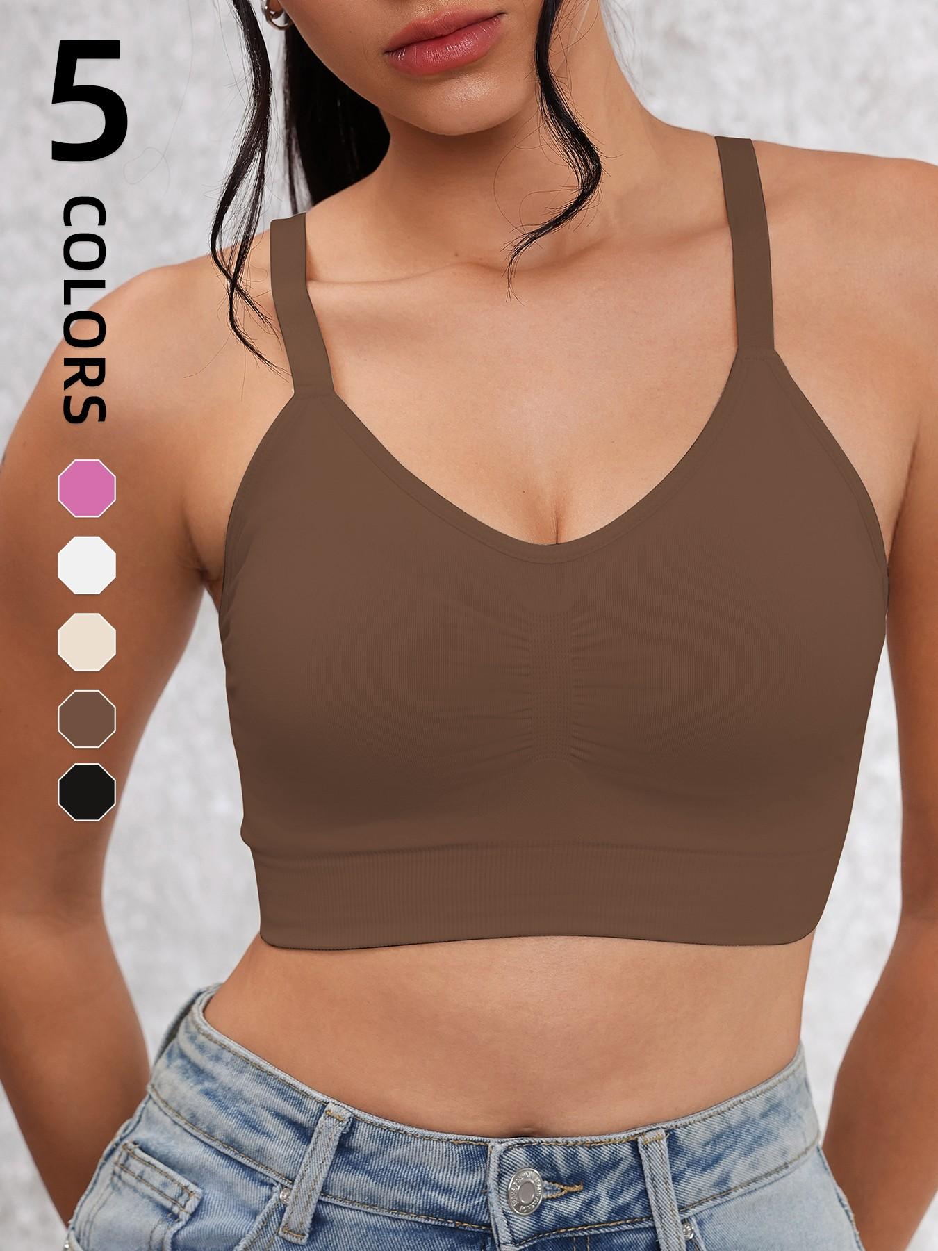 Women's Solid Seamless Sports Bra, Breathable Comfortable Activewear, Yoga Sports Bra, Ideal for Sports and Daily Wear in All Seasons