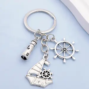 [Nautical Keychain] Nautical Keychain, Fashionable European And American Style Ship's Wheel, Sailboat, Lighthouse | A Gift From A Good Friend