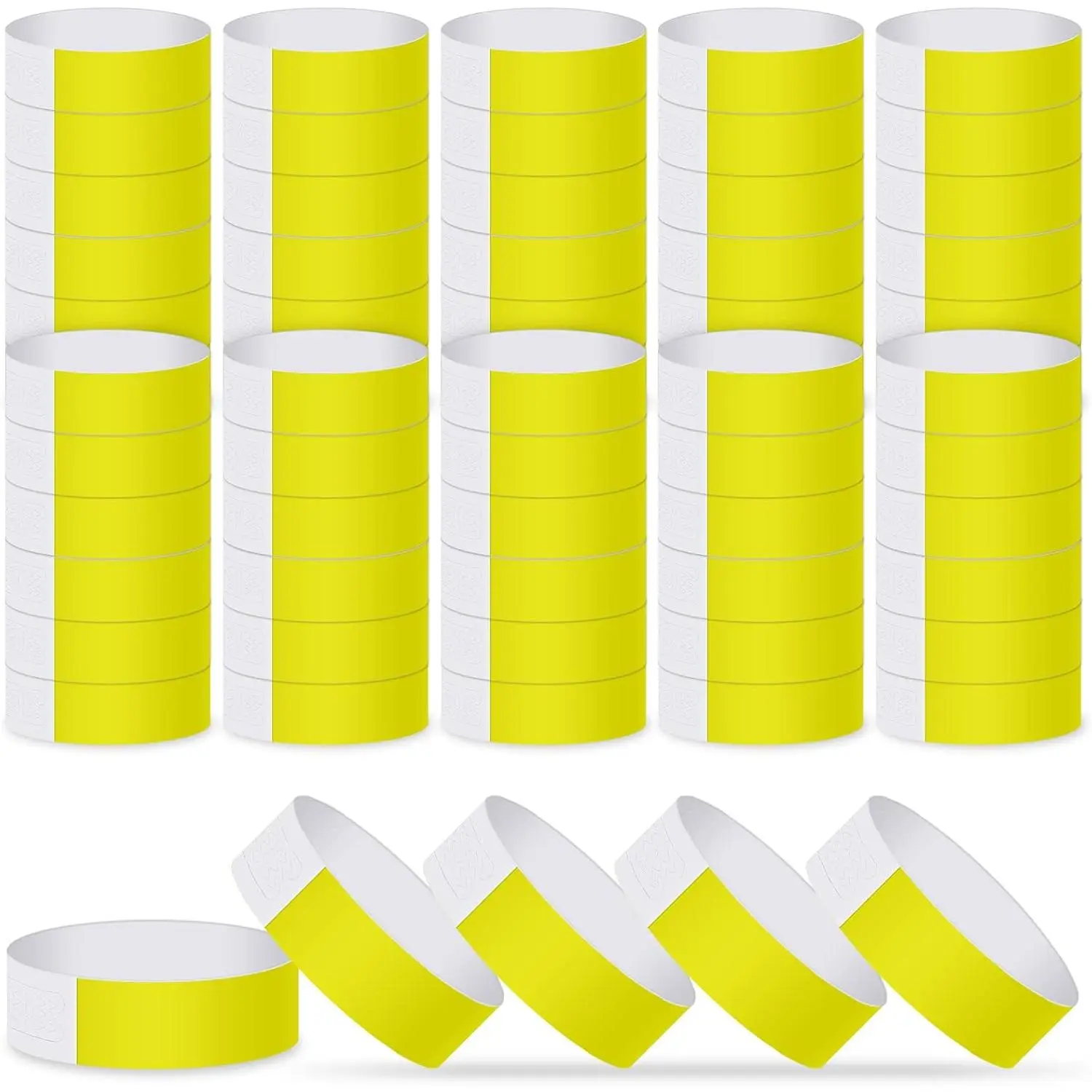 Event Wristbands 200 count Paper Bracelets for Clubs Concert(Yellow) | Paper Wristbands for Events,  Bracelets for Party, Disposable Adhesive Wristbands, Suitable for Bars and Clubs