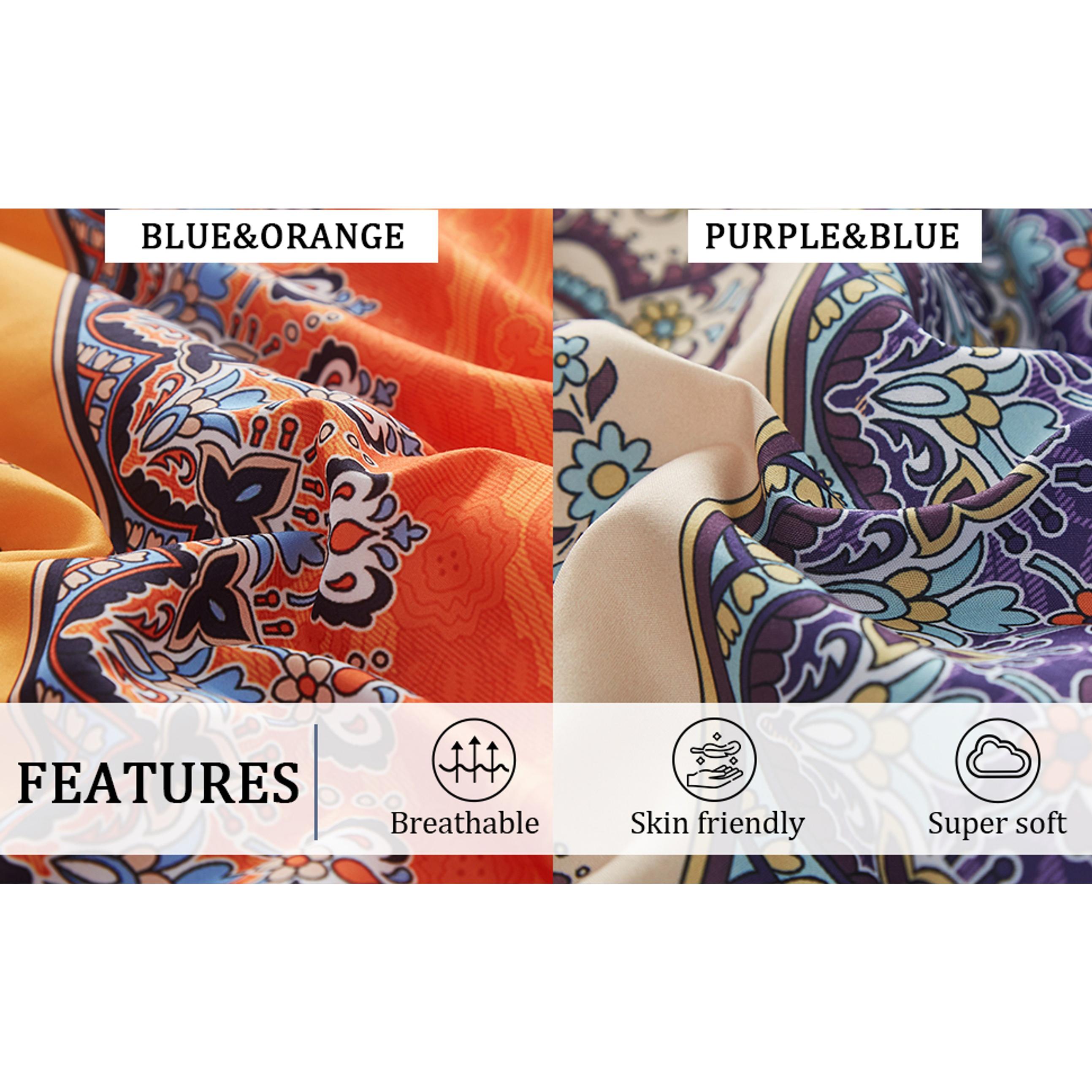 Boho Comforter Set Queen Size 8 Piece Bed in a Bag Bohemian Striped Bedding Quilt Set Aqua Paisley Floral Comforter and Sheet Set,Soft Microfiber Complete Bedding Sets for All Season