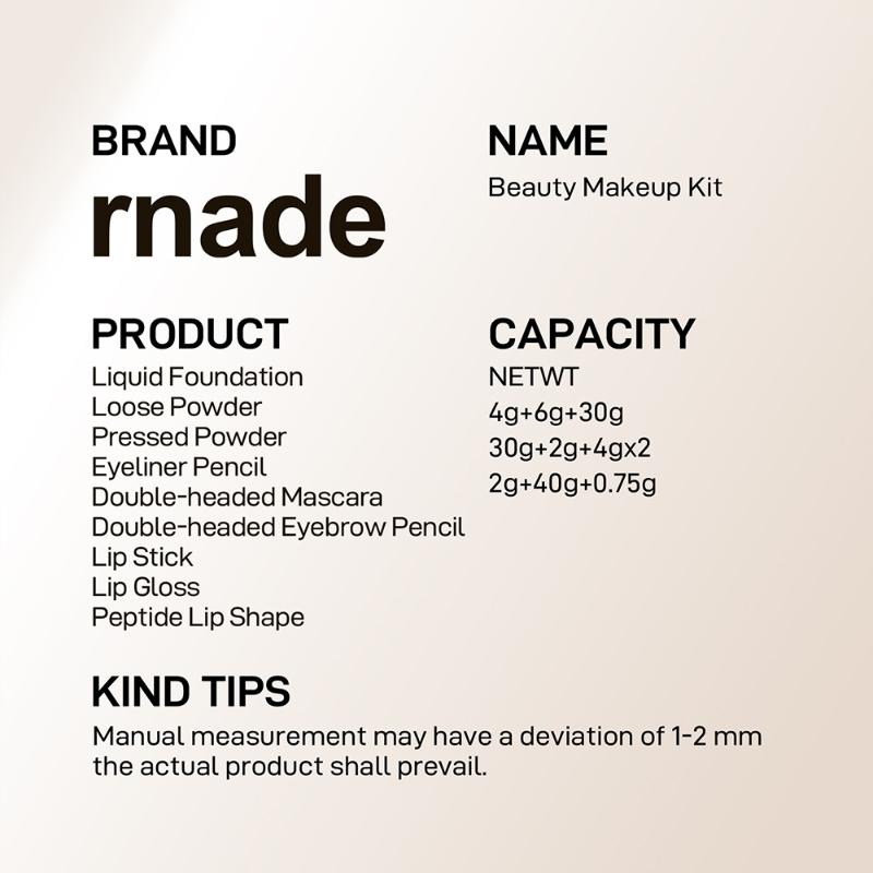 Full Face Makeup Set Gift Box, Cosmetic Makeup Set, 9-Piece Kit Including Foundation, Eyeliner, Lipstick, Travel-Friendly, Perfect for Beginners