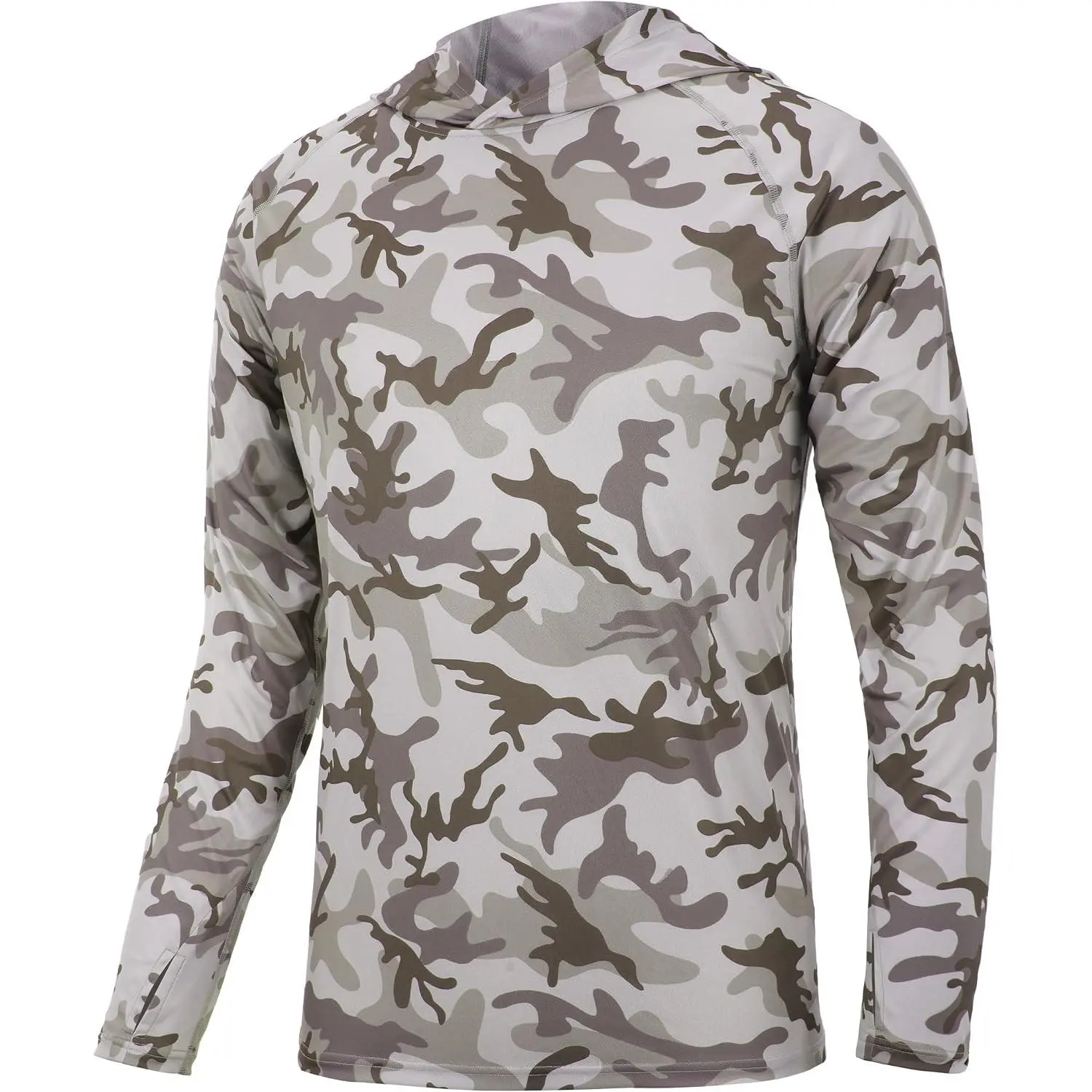Men's UPF 50+ Hooded Long Sleeve Fishing Shirt, Lightweight Camo Sun Protection Hiking Hunting ShirtGift