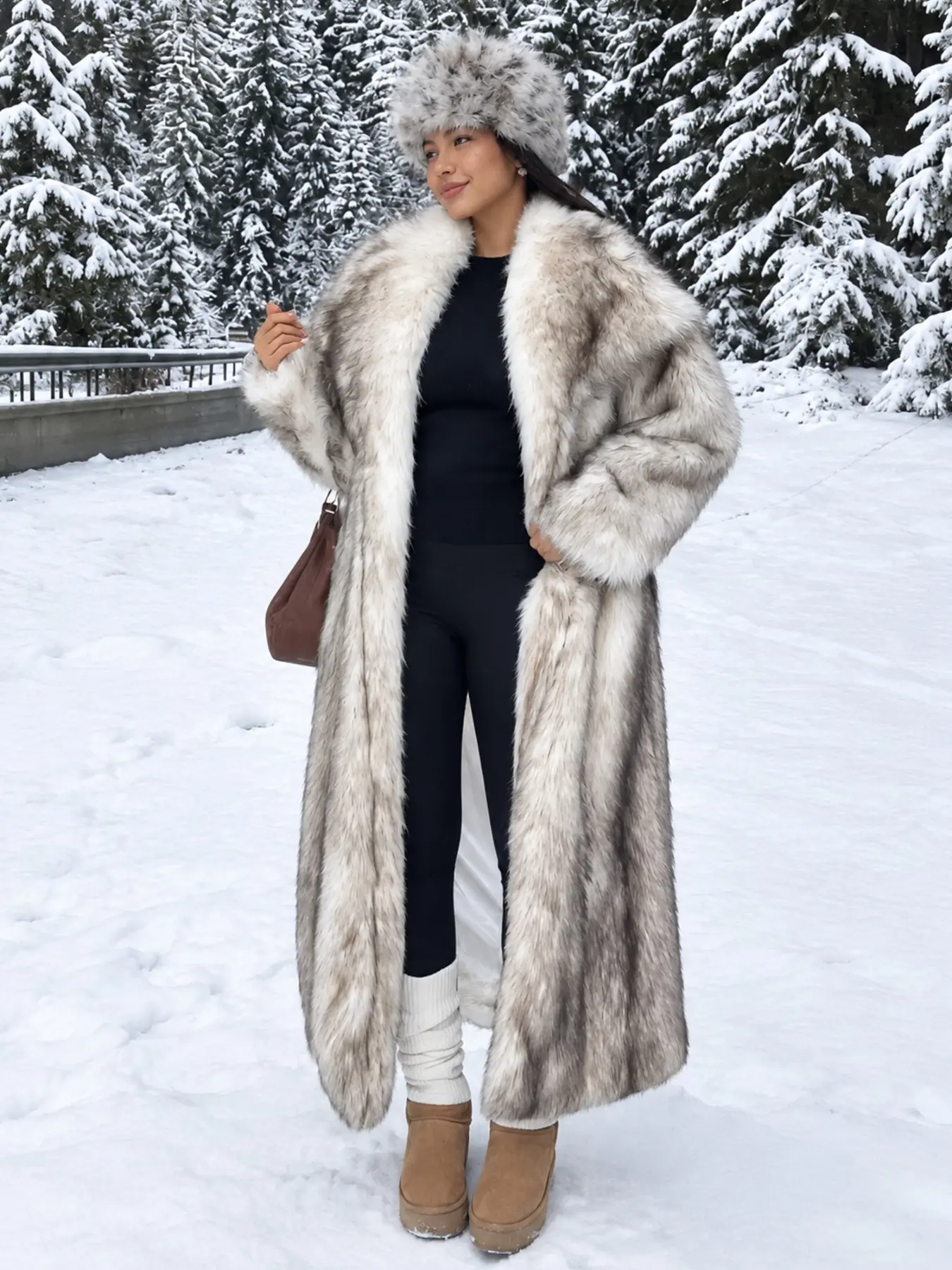 New Fall Winter Women's Gradient Faux Fur Long Coat, Thick Plush Winter Jacket, Luxury Fashion Loose Fit Coat, Streetwear, Party, Outdoor, Casual