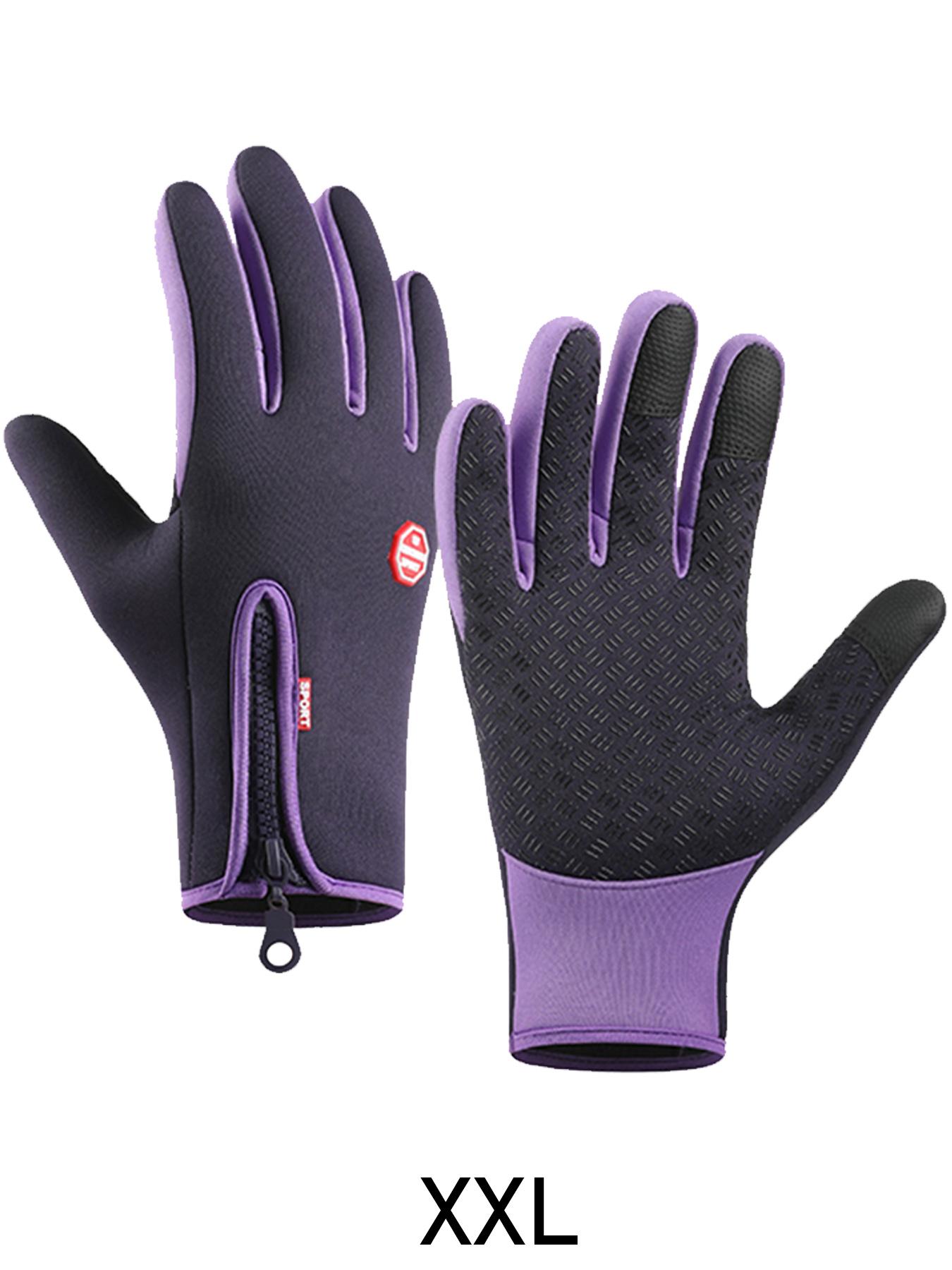 Spring Autumn Outdoor Sports Fleece Lined Cycling Gloves Waterproof Touchscreen Mountaineering Gloves Zipper Gloves Outdoor Activity Gloves