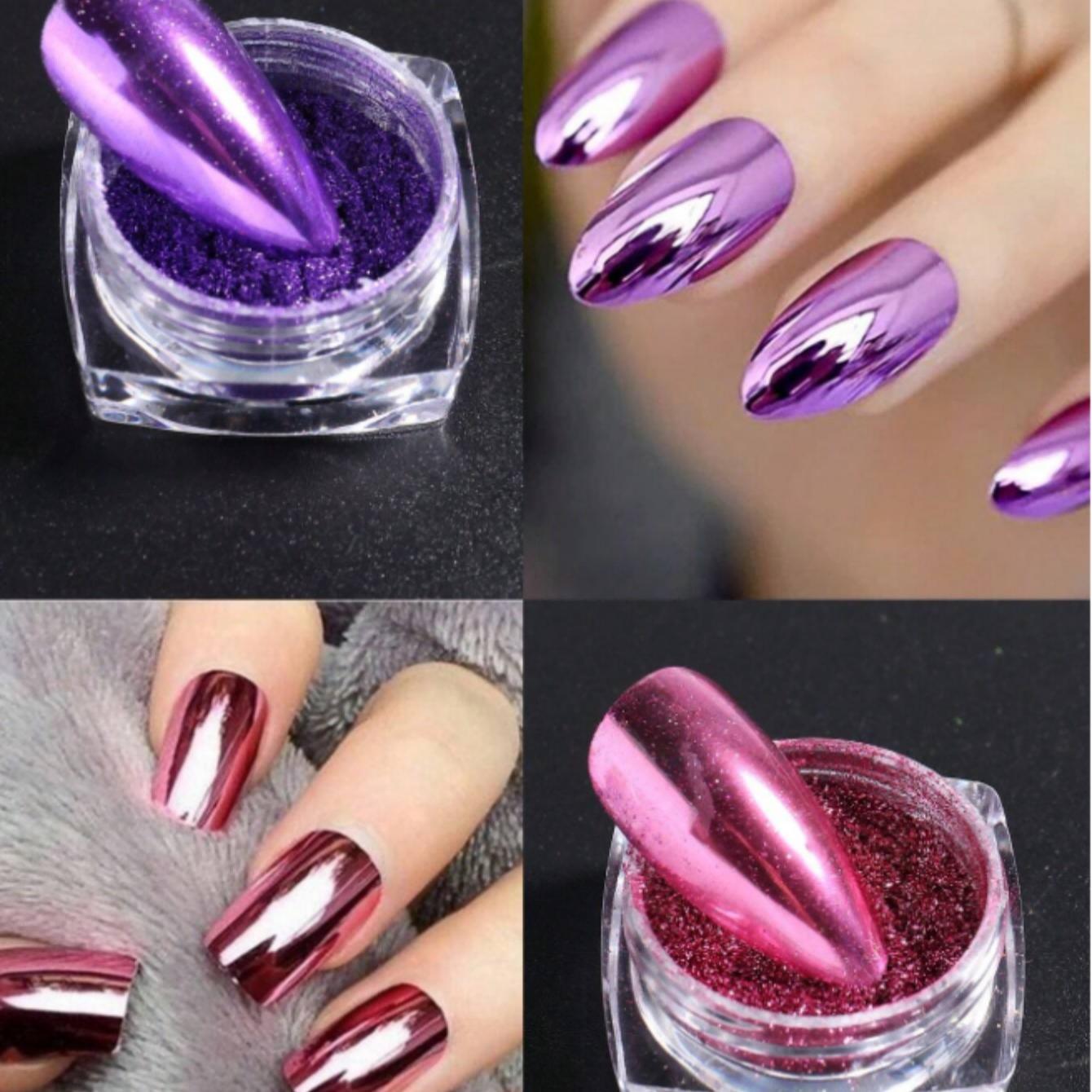 Random Color Magic Mirror Powder, 23pcs/set Metallic Chrome Mirror Nail Glitter Pigment, Luxury Parts Nail Art Decorations, DIY Nail Charms, Nail Supplies, Diy Nail Kit
