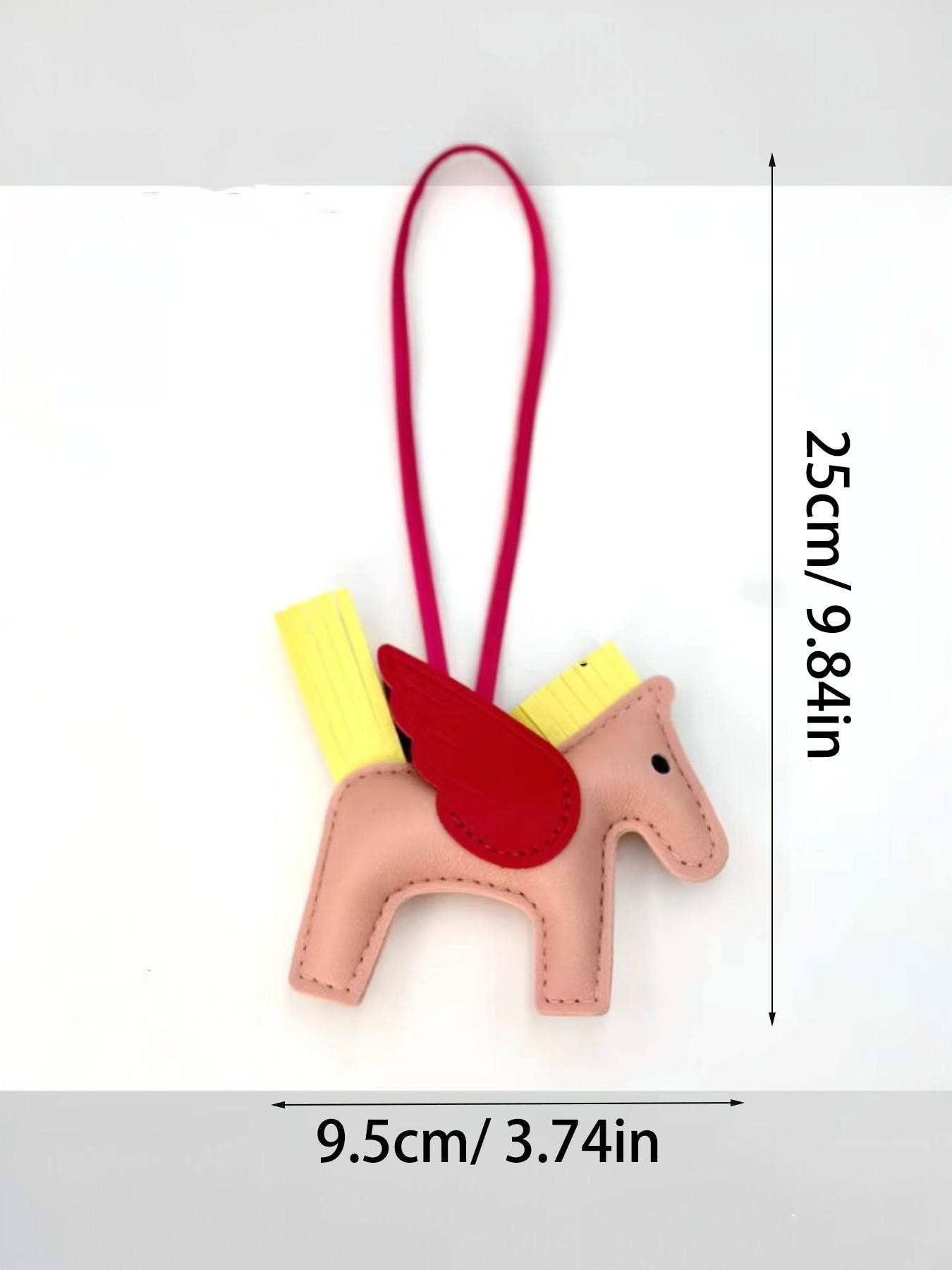 Cute Creative Wings PU Leather Keychain, Cartoon Horse Bag Charm, High-Quality Accessory, Perfect Gift Idea