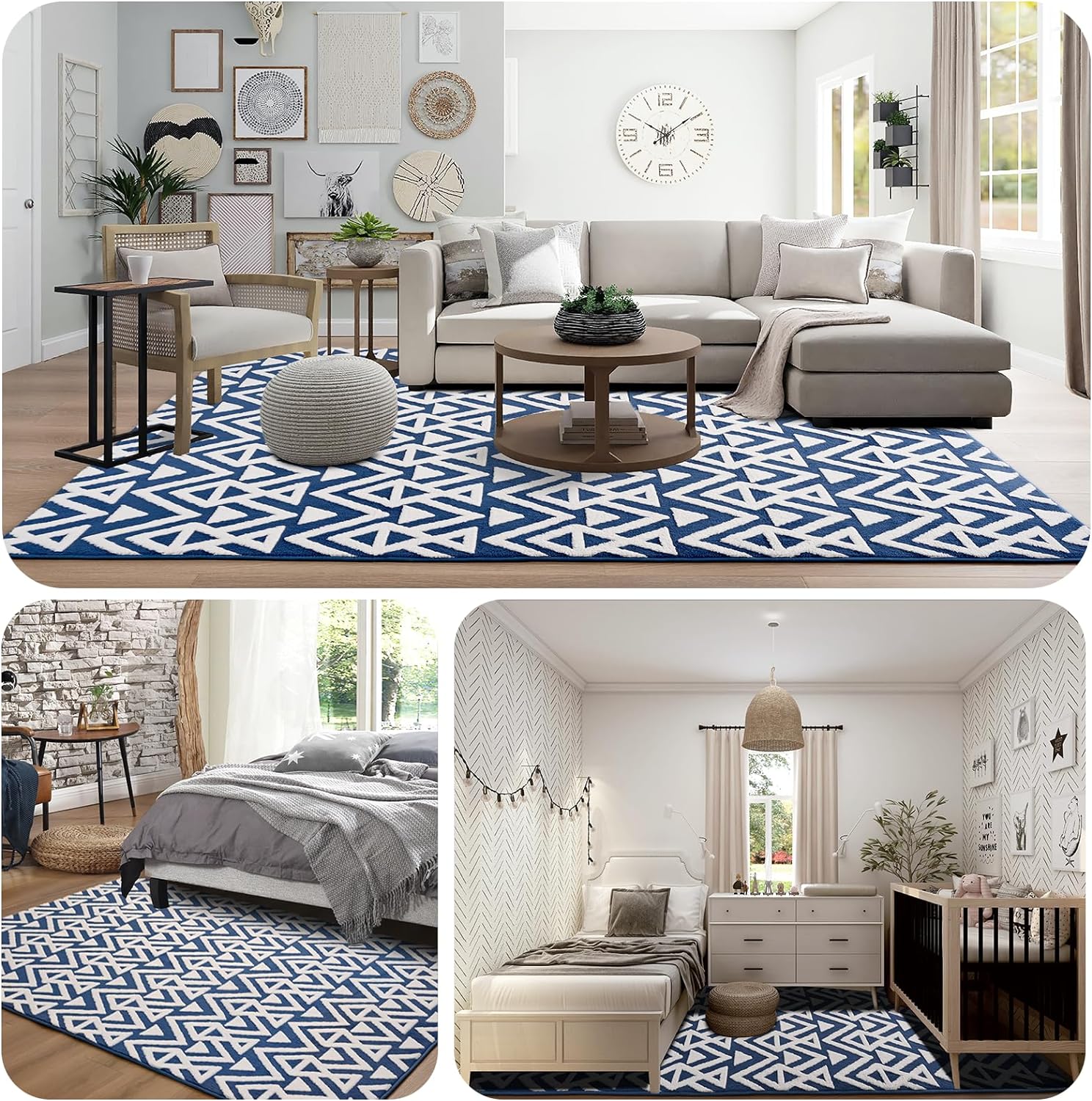 【Deals for You Days】TWINNIS Plush Geometric Textured Area Rug Lantern Geometric Rug Shaggy Memory Foam Rug  Washable Non-Slip Cozy Modern Floor Decor