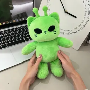Cute Alien Cat Stuffed Toy Super Soft Plushie Doll Kawaii Home Decor Pillow Green Kitty Plush Toy