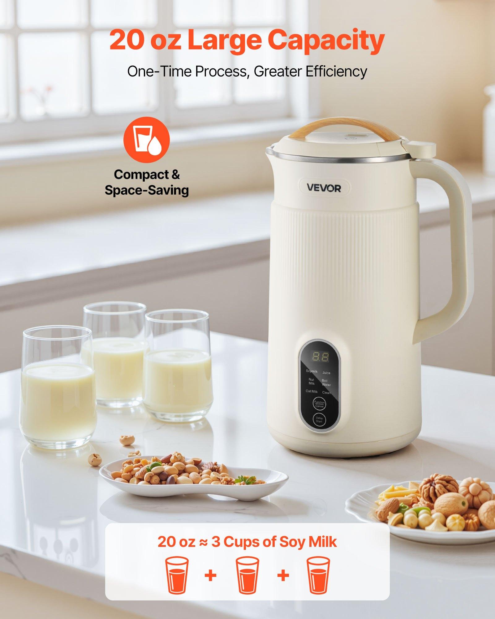 【Summerfinds】VEVOR 6-in-1 Nut Milk Maker, 20 oz Soy Milk Maker Machine with 6 Blades, for Homemade Oat, Nut, Soy, Juice, Plant-Based and Non Dairy Beverages with High-Temp Self-Cleaning, Boil Water, 12-Hour Delay 【Summerfinds】VEVOR 6-in-1 Nut Milk Maker, 20 oz Soy Milk Maker Machine with 6 Blades, for Homemade Oat, Nut, Soy, Juice, Plant-Based and Non Dairy Beverages with High-Temp Self-Cleaning, Boil Water, 12-Hour Delay