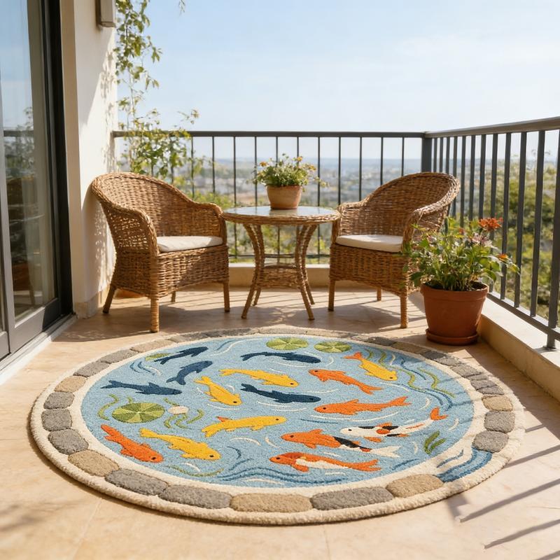 Cartoon Creative Sofa Coffee Table Carpet Good Luck Koi Bedroom Decoration Bedside Rug Large Area Round Living Room Modern Indoor Rug Washable Rug Fluffy and Soft Cloakroom Non-slip Carpet Light Luxury Bathroom Balcony Plush Floor Mat