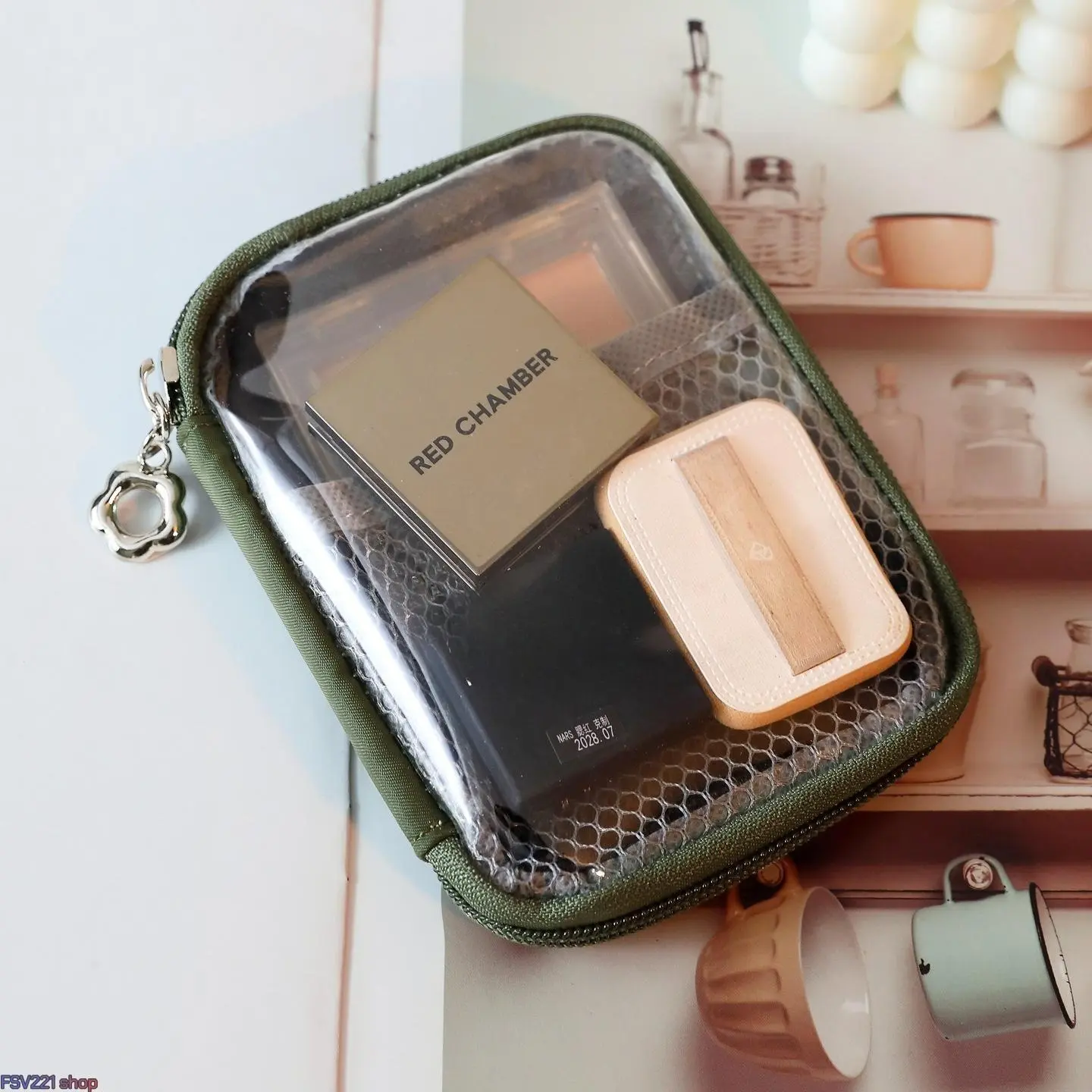 Portable Makeup Cosmetic Bag – Clear Travel Makeup Organizer with Mesh Pocket, Waterproof Toiletry Bag Small Travel Toiletry , 2026 Lipstick Storage, Cosmetic Partition for Makeup Essentials, Ideal for Travel, Daily Use, Toiletries,  and Small Accessories