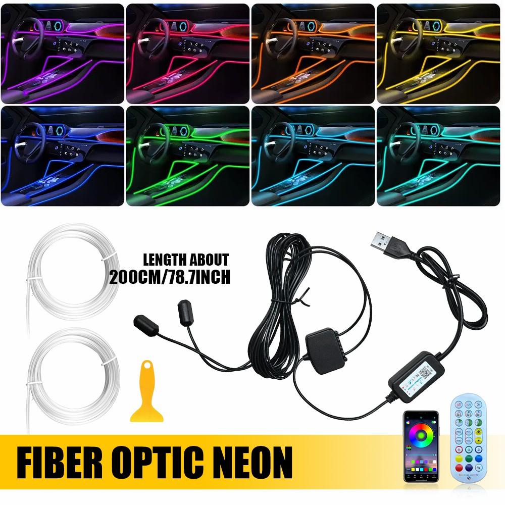 LED Neon Light Trim Glow Optic Fiber Strip Car Interior Ambient Lighting-Kit-APP LED Neon Light Trim Glow Optic Fiber Strip Car Interior Ambient Lighting-Kit-APP