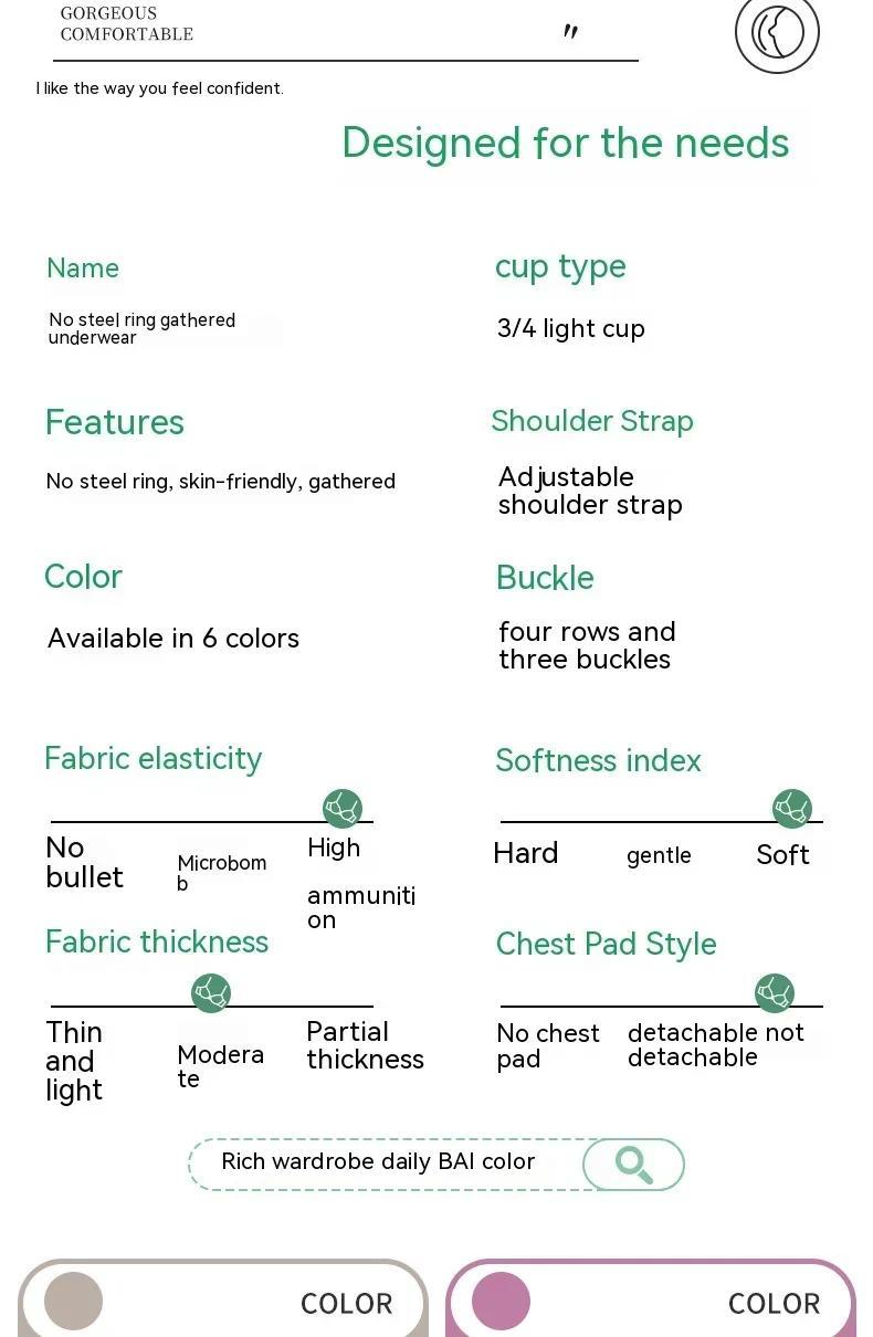 Women's Minimalist 6-Pack Wire-Free Mom Bras, Breathable Supportive Thin Glossy Non-Magnetic Plus-Size Clothes, Lady-Focused Comfortable Underwear for Curvy Figures