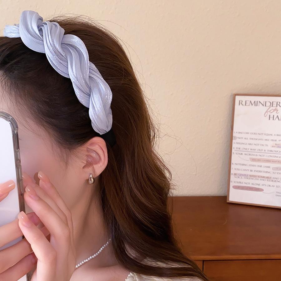 Korean Style Pleated Headband for Women, Wide Headband with Textured Fabric, Soft Stretch Hair Band, Stylish Hair Accessories for Washing Face, Skincare, Makeup, Everyday Wear