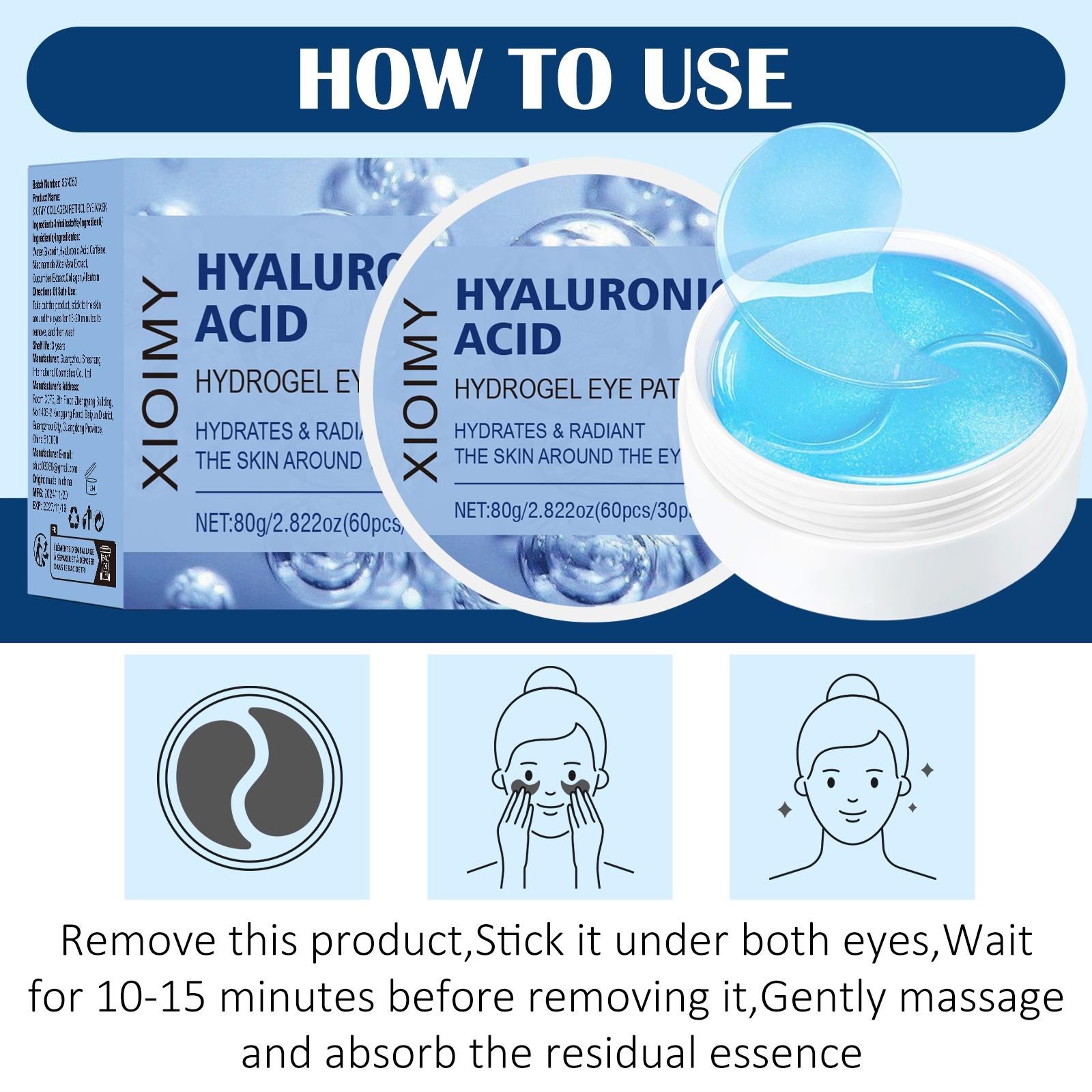 60pcs Eye Mask Set, Strong Moisture Boosting & Firming, with Retinol & Hyaluronic Acid, for Brightening & Elasticity Enhancement