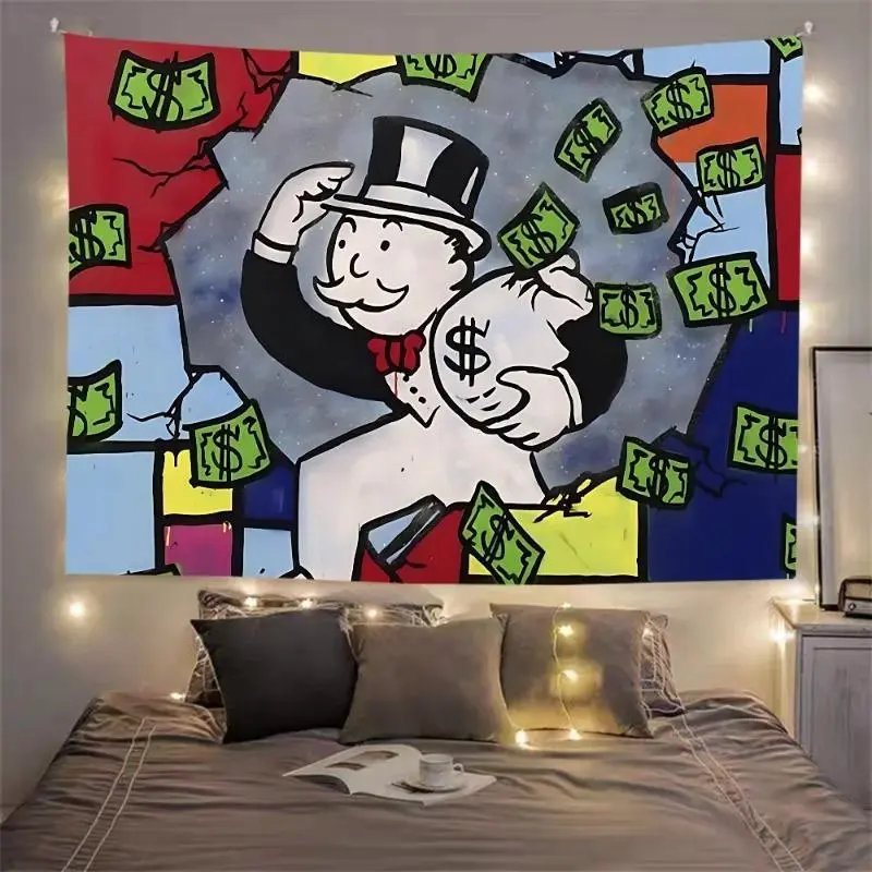 Monopoly Dollar Hanging Tapestry - Rich Man Theme Boho Mandala Wall Art,