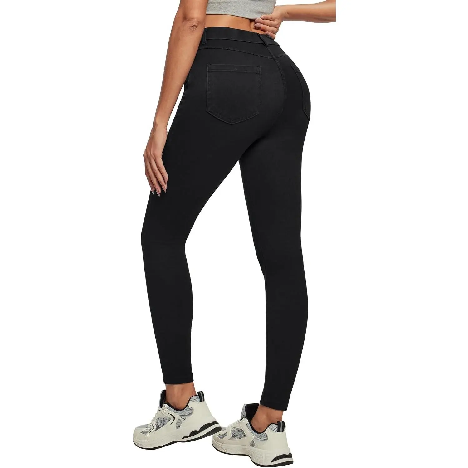 Women's Pull On High Waist Stretchy Skinny Jeggings Denim Leggings with 4 Pockets, Tummy Control, Butt Lifting, Elastic Waist - Trendy Casual Sweatpant Jeans for Work & Travel