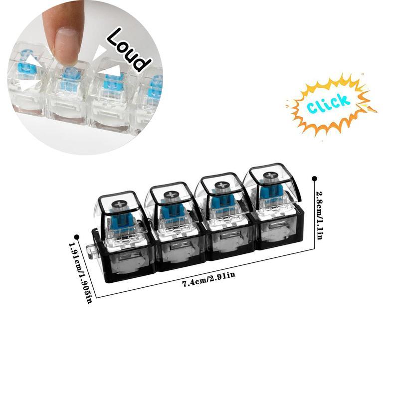 2026 NEW Glowing Keyboard Fidget Toy, 4-In-1 Decompression Button Keychain, Stress Relief Finger Clicker, Transparent Color