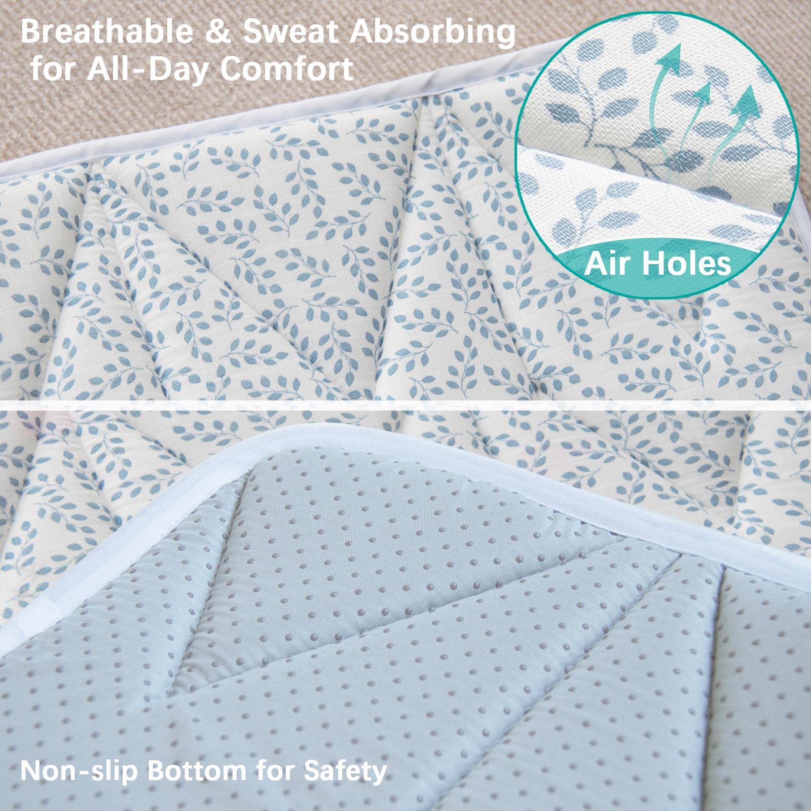 Biloban Cooling Bamboo Muslin Play Mat Playpen Mat - Ultra-Soft Breathable Absorbent Non-slip Large Padded Foam Portable Lightweight Indoor Outdoor Activity Mat Kids Crawling Tummy Time Perfect Nursery Gifts #TiktokShopSpringGlowUp
