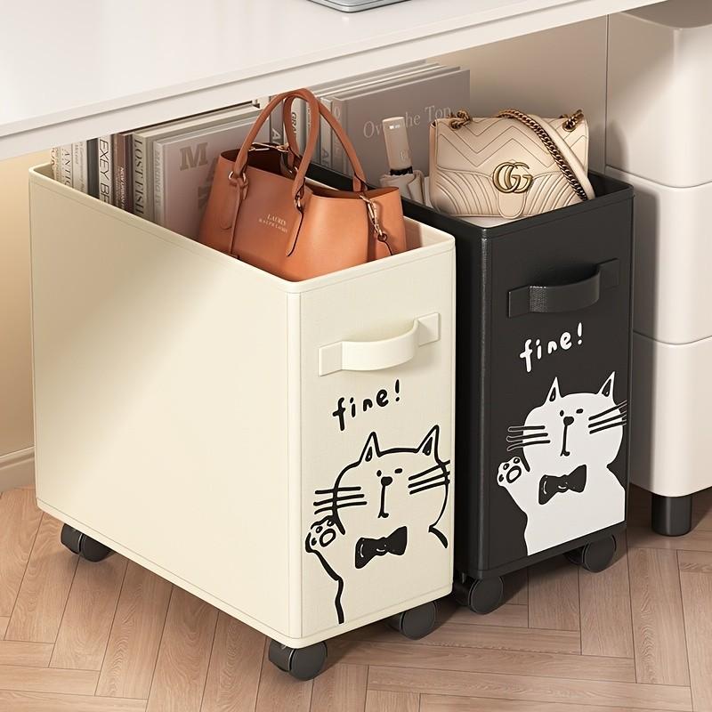 Under Desk Rolling Storage Cart, Mobile Office Organizer, Wheeled Push Cart, Under Desk Shelf, Space-Saving Storage Basket