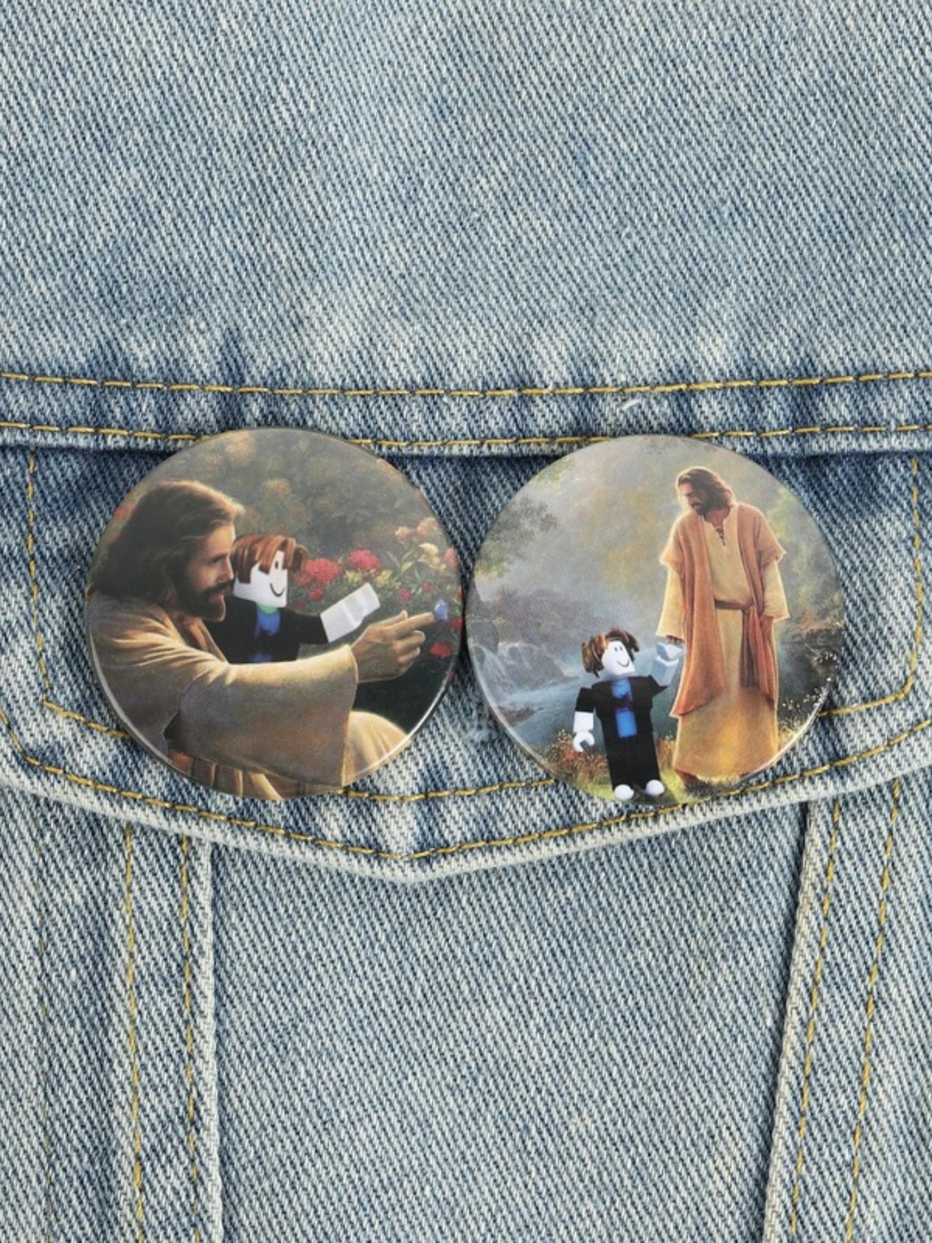 4PCS Cartoon Game Meme & Jesus Design Tinplate Soft Button Pins , Creative Game Metal Pins Backpack Clothes Lapel Jacket Badge ,Unisex Daily Accessory,Fashion Jewelry Gift for for Fans Collectors
