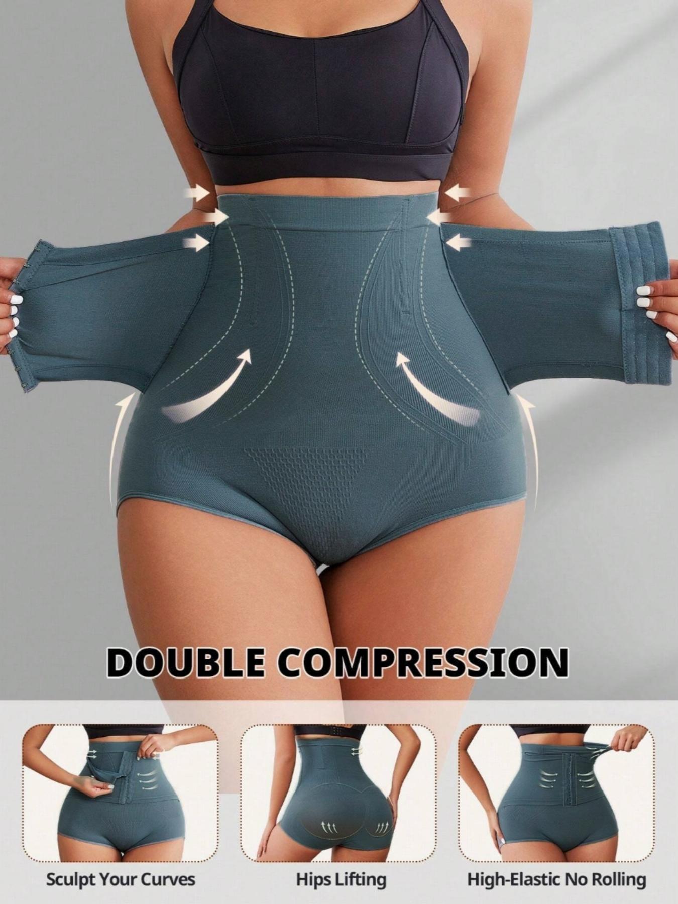 Women's High Waist Double Pressure Compression Hip Enhancer Shapewear Pants, Shorts, Underwear, High Stretch Shaper,Adjustable Hook Eye Design Breathable Comfortable Bottoms,Womenswear,Tuck Garment,Highwaist Girdle Everyday