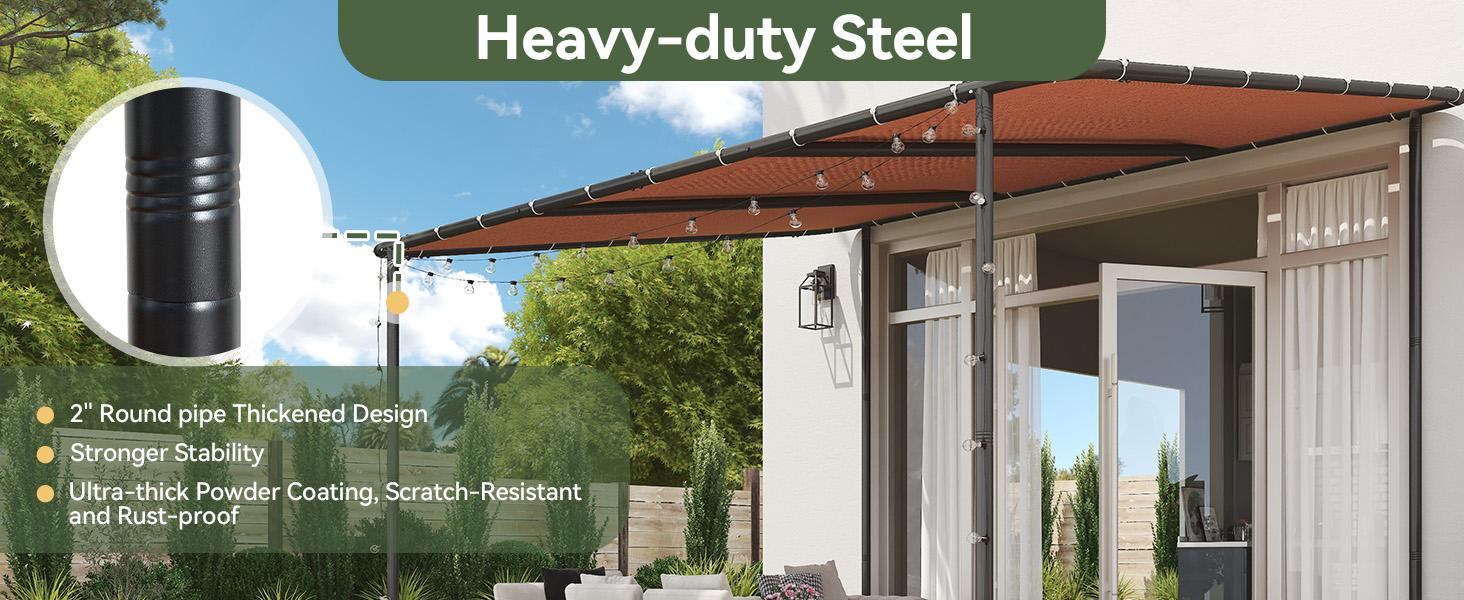 oneinmil Aoxun 10x6 Lean to Gazebo Outdoor Pergola UPF50+ Sun Protection Water Resistant UV Resistant Wall Mounted Canopy Sloped Roof Awning for Patio Backyard Deck or Garden Khaki  conversation set