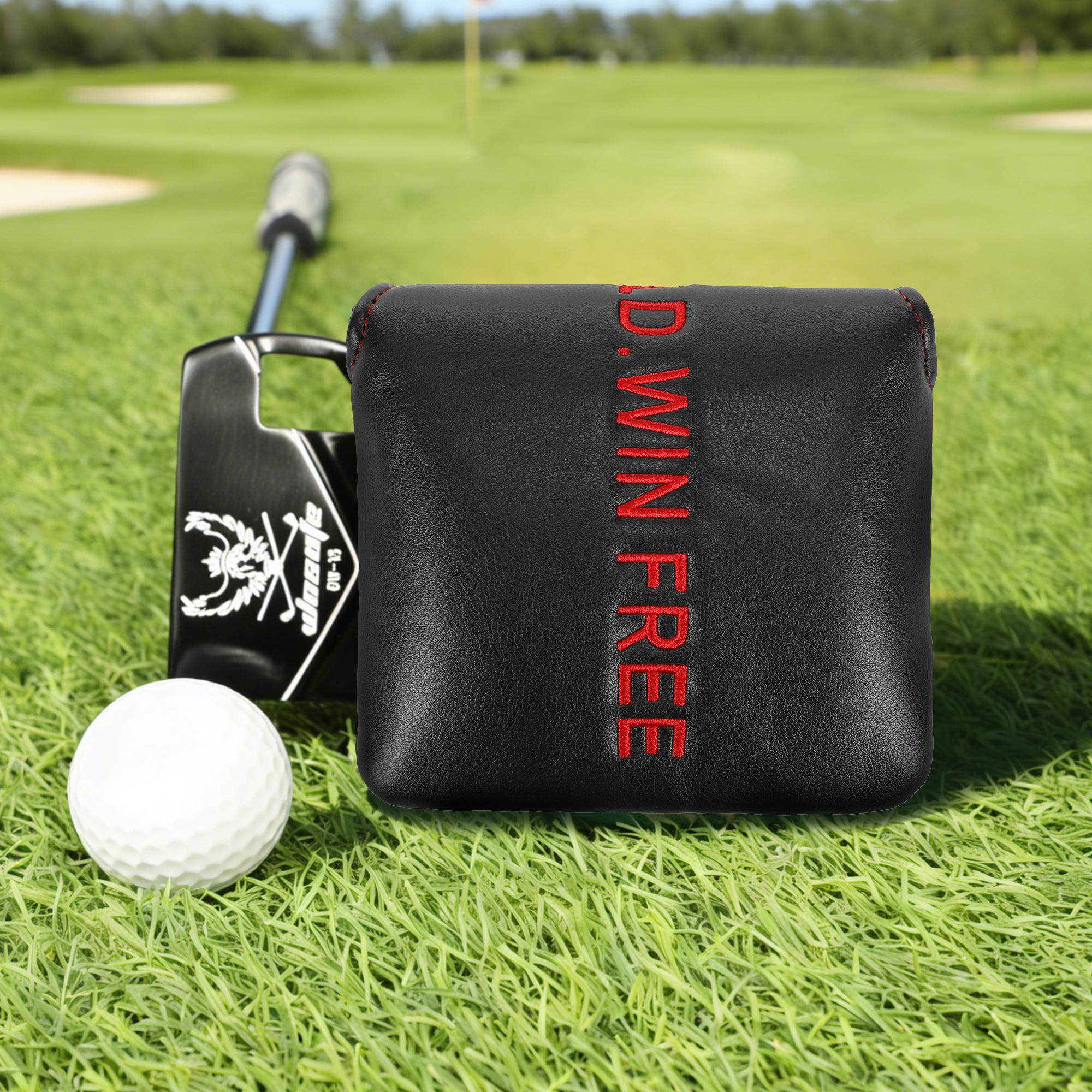 Golf Putter Cover,Durable PU material with simple lettering embroidery,Magnetic closure,Designed for Mallet putters,Golf Accessories, Golf Club Protection Covers, 5 Colors Available
