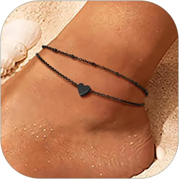 Ankle Bracelets for Women, Silver/Gold/Black, Waterproof Anklets