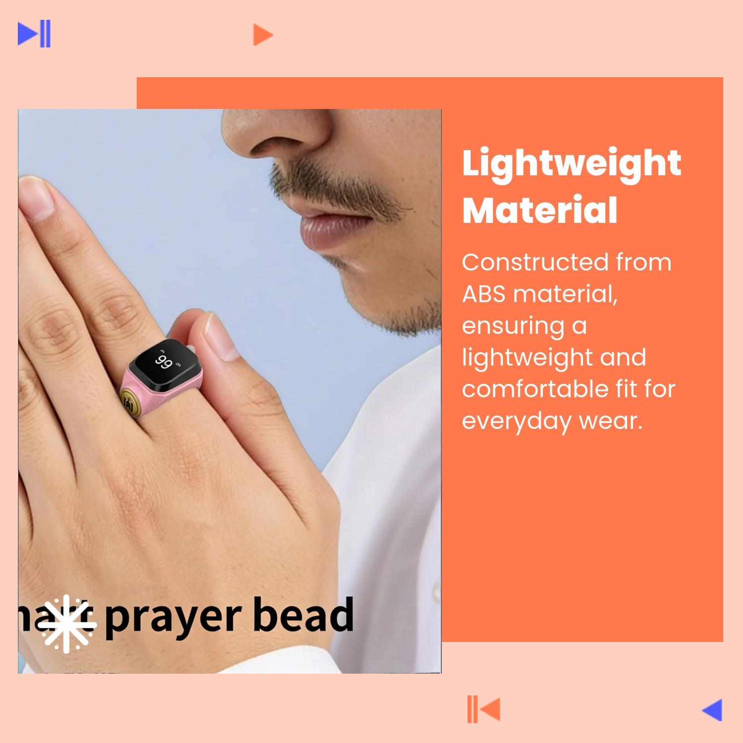 Smart Prayer Counting Ring, Precise Time Reminder + APP Tracking, Automatic Alarm, Waterproof Durable Muslim Prayer Helper