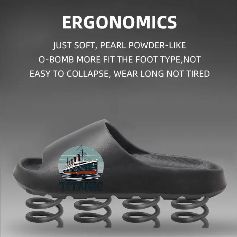 Vintage Titanic Cruise Ship Pattern Slippers Men Women Non-slip Indoor Home Shoes Soft Comfortable Lightweight Summer Beach Sandals Fashion Novelty Footwear