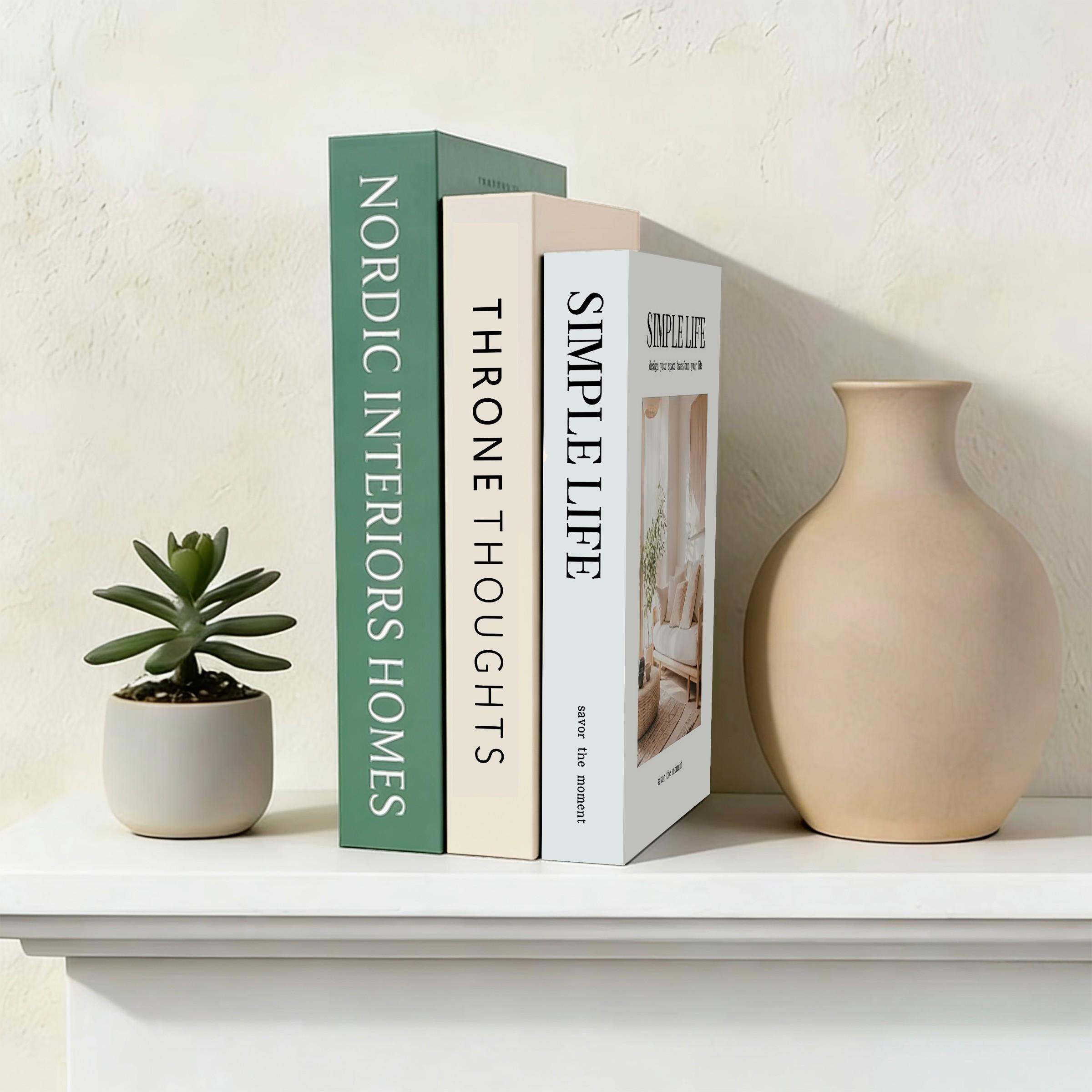3-Piece Home Decor Book Set, Luxurious Minimalist Decoration, Artificial Realistic Books for Coffee Table, Living Room, Bedroom, Office