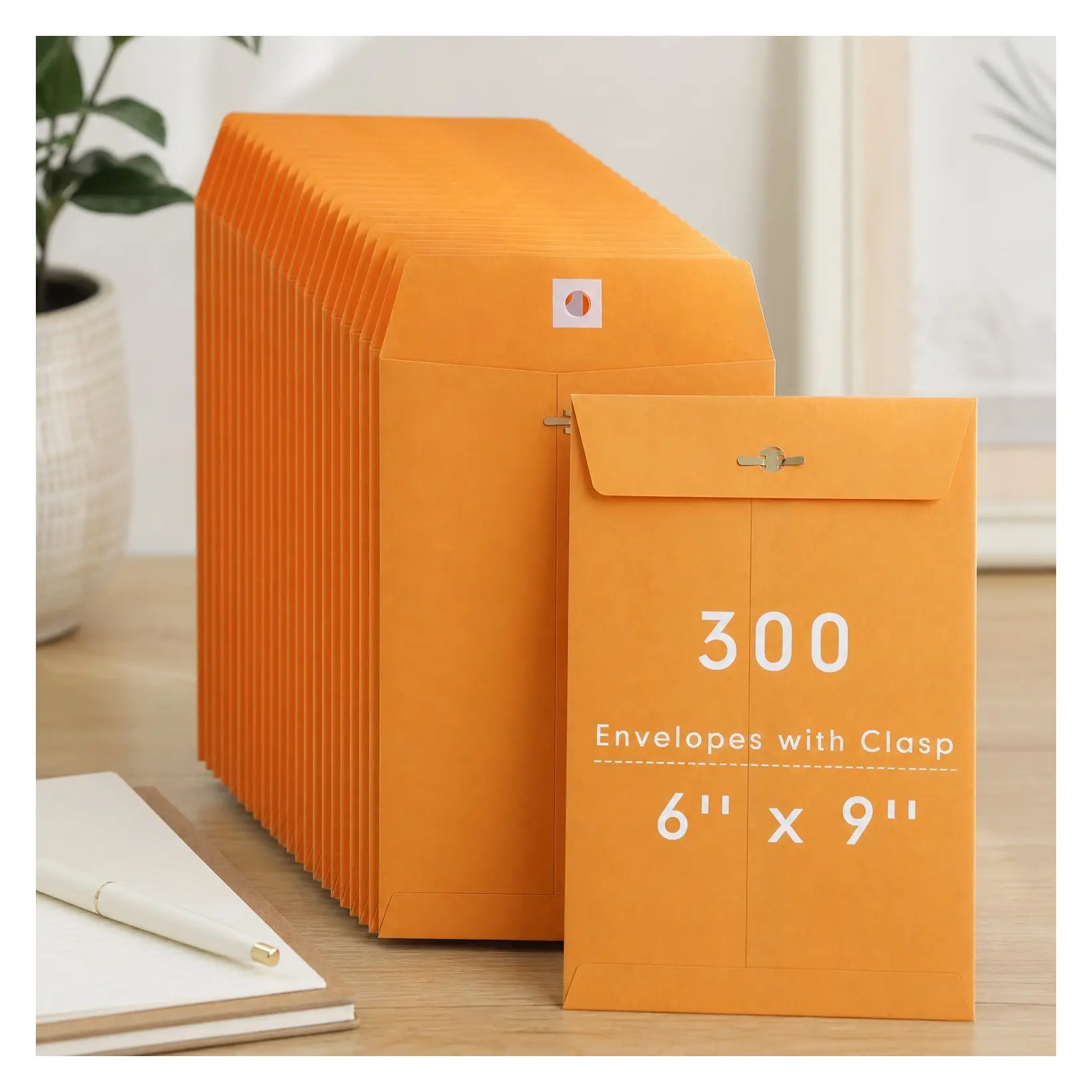 300 Pcs 6x9 Yellow Manila Clasp Envelopes 28 lb Kraft Paper Catalog Mailers for Office, Business & School Storage and MailingGift