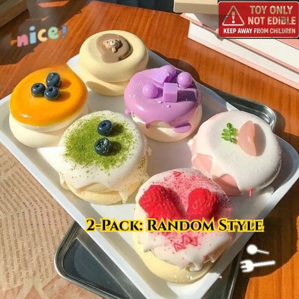 Cute Simulated Cake Souffle Squishy Toys 2-Pack, Kawaii Squishy, Soft Squishy Fidgets, Squishies Slow Rising, Squishy Strawberry Cake, High-Realistic Dessert Play Food, Super Soft Slow Rising Fidget for Adults Kids, Anxiety Stress Relief Birthday Idea