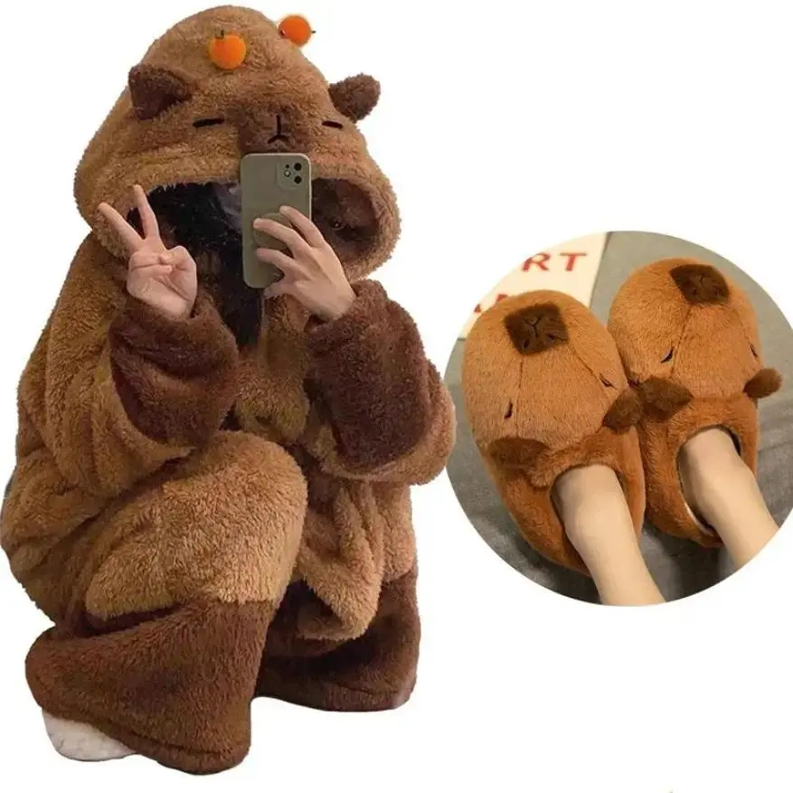 Kids' & Toddler Costumes & Loungewear Set - Capybara Kigurumi Onesie, Adult Unicorn Onesie, Anime Square Neck Nightgown, Fitted Cut Full Length Halloween Cartoon Pajamas, Winter Women's Witch Outfit