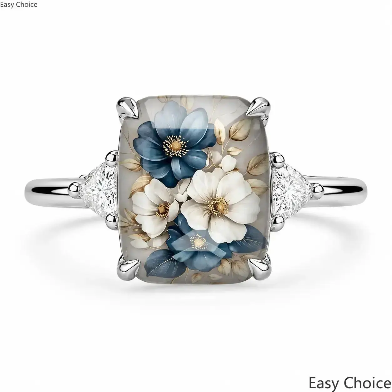 Blue and white flowers(silver)