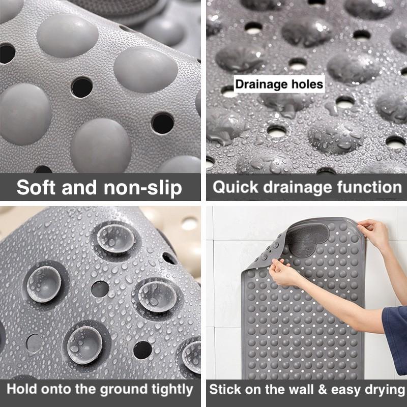 Cloud Pattern Bath Mat, Bathroom Floor Mat, 1 Count Non-slip Bathroom Massage Mat with Suction Cup, Round Hole Design Quick Drain Mat for Shower Room