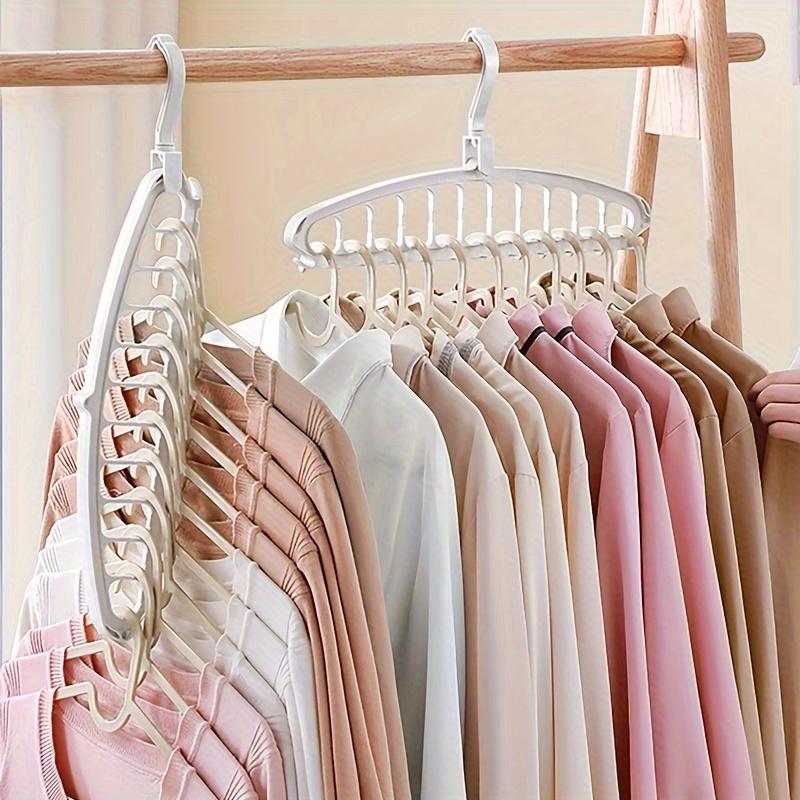 1pc/4pcs Space-Saving Multi-Hole Clothes Hanger, Foldable Hanging Drying Rack for Pants Shirts and Dresses, Compact Storage Solution Organiser