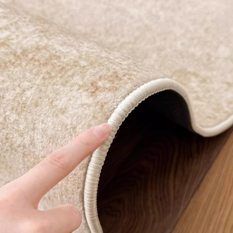 1pc Ins Modern Bedroom Plush Rug Geometric Abstract Line Living Room Decoration Carpet Earth Color Texture Washable Rug Nordic Fluffy Soft Balcony Non-slip Mat, Machine Washable Rugs, Decorative Area Rug, Home Decor Rug, Geometric Pattern Rug