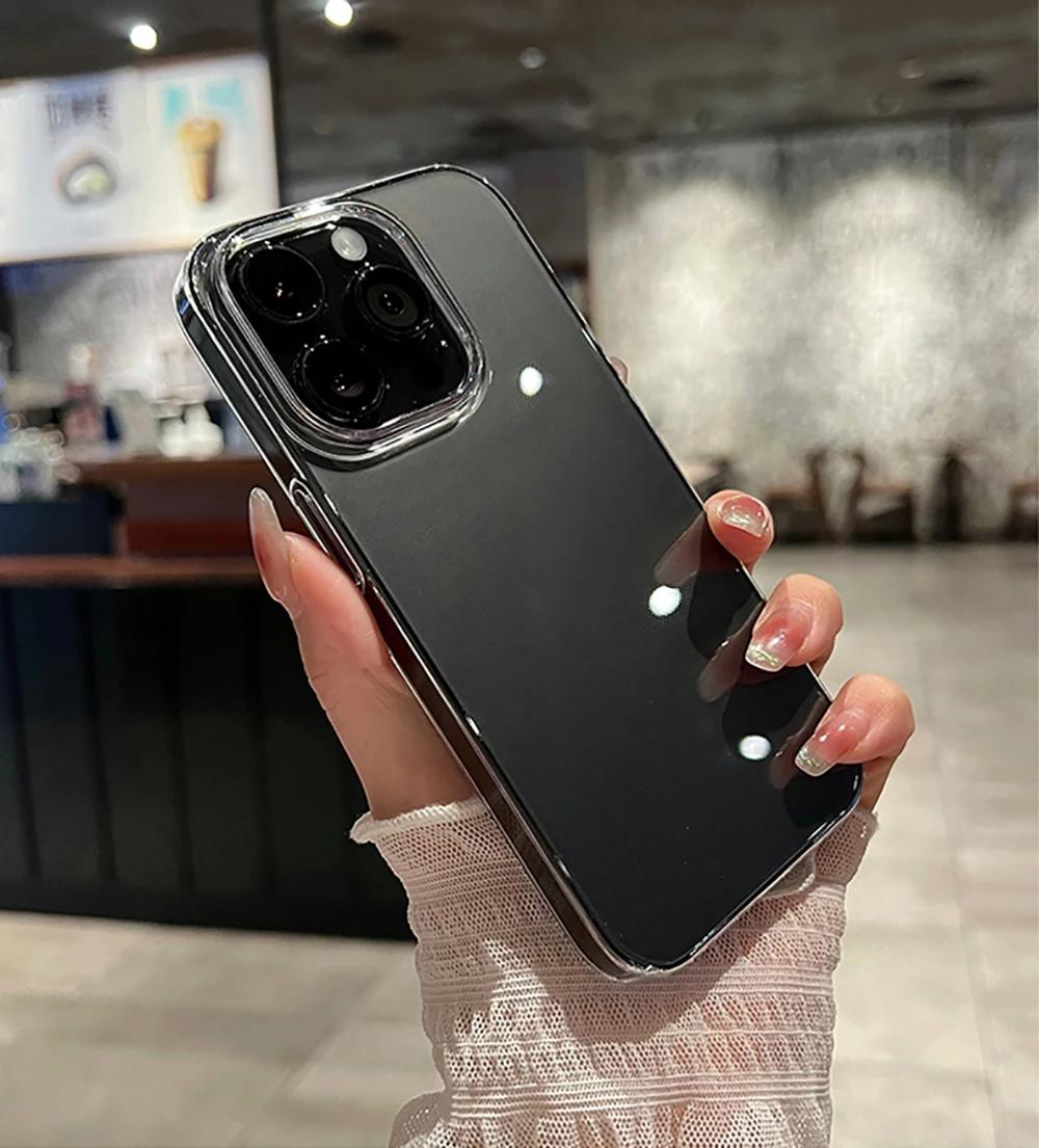 Hard Luxury Shockproof Clear Bumper Cases For iPhone 16 15 14 13 12 11 Pro Max Plus Transparent Acrylic Phone Cover Accessories Cellphone Protection ip16 Tempered Glass Protective Casing