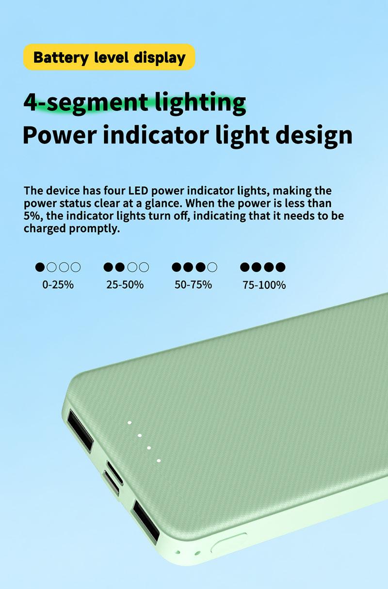 1pc 10000mah Power Bank, Dual Output USB-A & Type-C, Fast Charging, Portable Charger for iPhone Android Devices