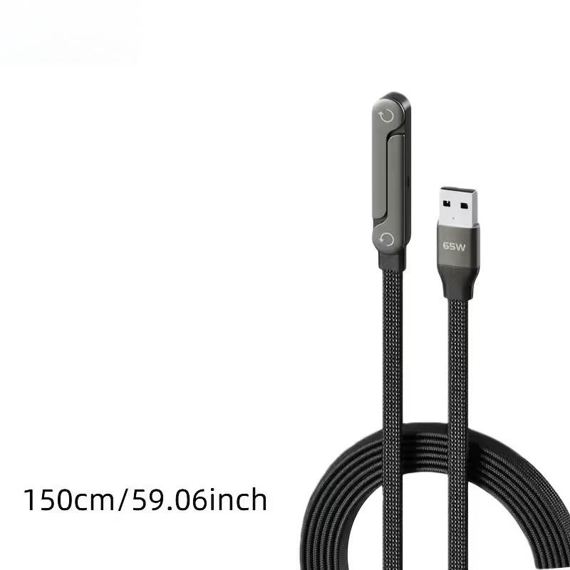 Side-mounted mobile phone charging cable, two-in-one invisible fixed charging cable, 65W fast charging cable with  phone stand, suitable for iPhone 15-17, all Android models are applicable, festival gift