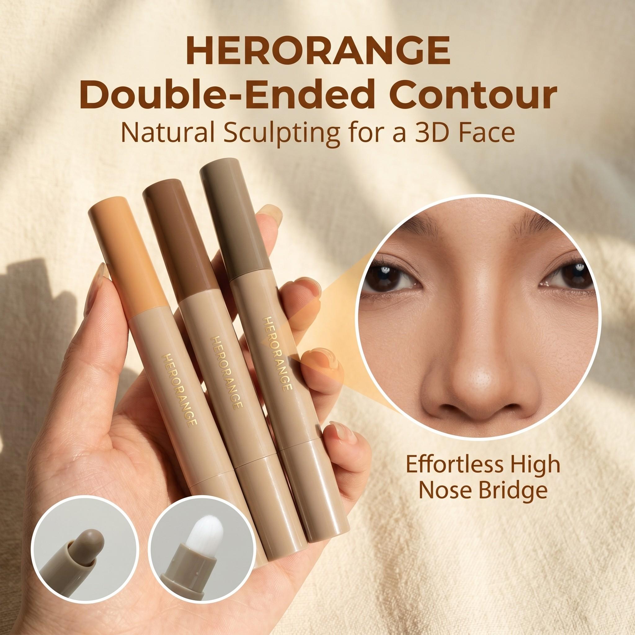 One-Step Dual Shade Contouring Pencil, Nose Shadow Face Contour, Smooth Blend, Natural Finish, Ideal for Daily Commute, Recyclable