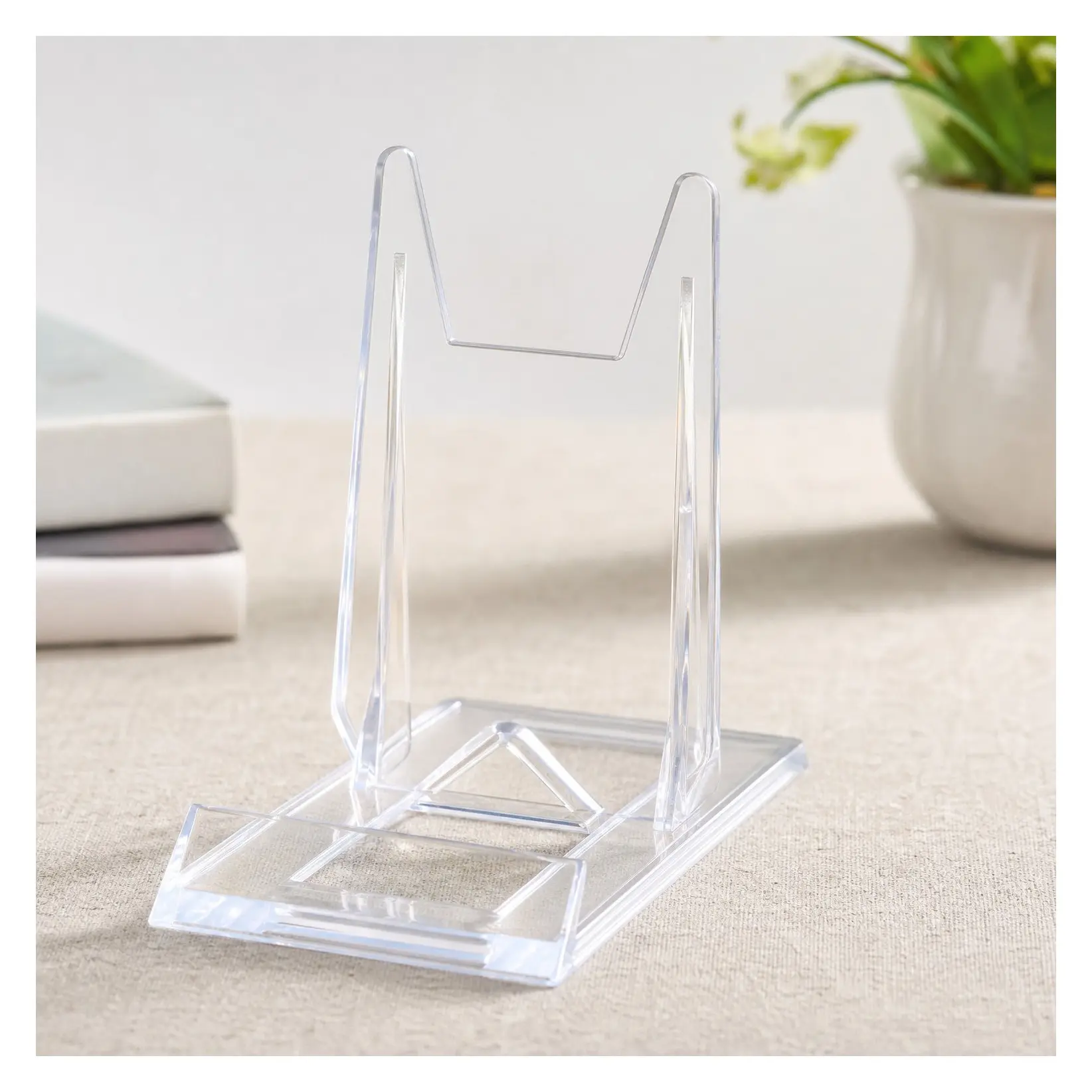 12 Pack Acrylic Adjustable Display Stand & Book Holder, 4.2in H | Clear Display Rack for Magazines, Pictures, Comics, Phones, Albums, CDs, Postcards, Artwork, Plates, Clutch Bags | Fits 5-10in ItemsGift