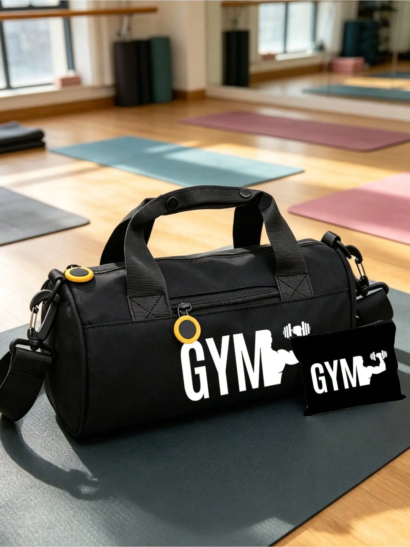 Fitness Print Travel Bag, Large Capacity Lightweight Sports Backpack, Durable Handle, Oxford Fabric, Ideal for Yoga and Gym Training