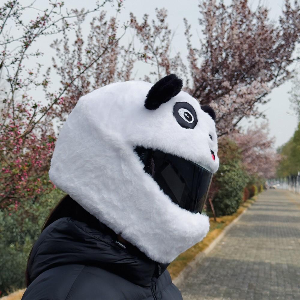 Cute Panda Motorcycle Helmet Cover, Soft Comfortable Easy to Wear, Prevents Helmet Wear, Ideal for Riding, Festive Parties